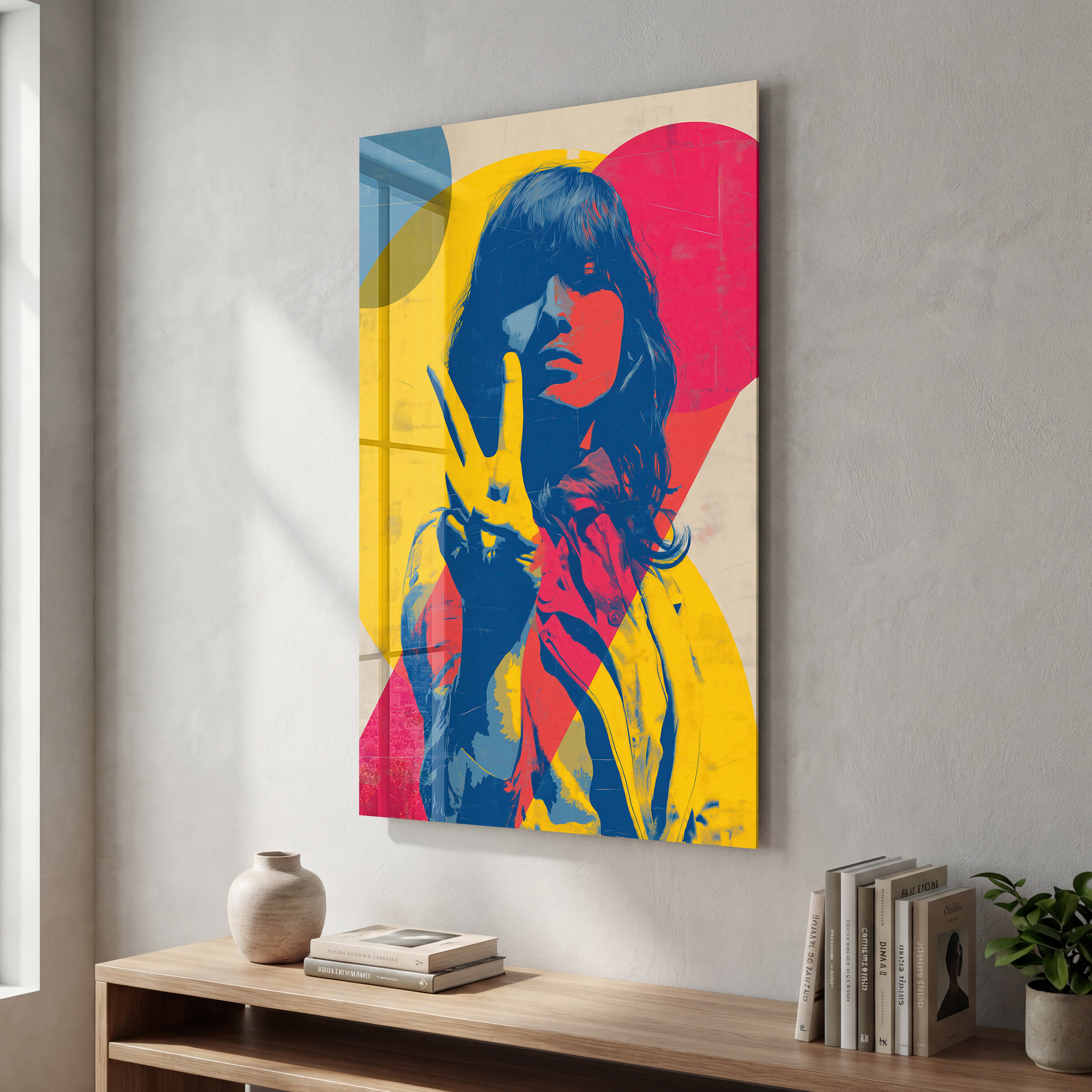 Peace Muse Bold Pop Portrait Art Glass Wall Art | ArtDesigna