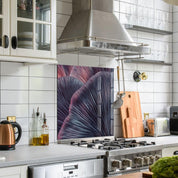 Purple Mushroom | Glass Printed Backsplash for your Kitchen - ArtDesigna Glass Printing Wall Art