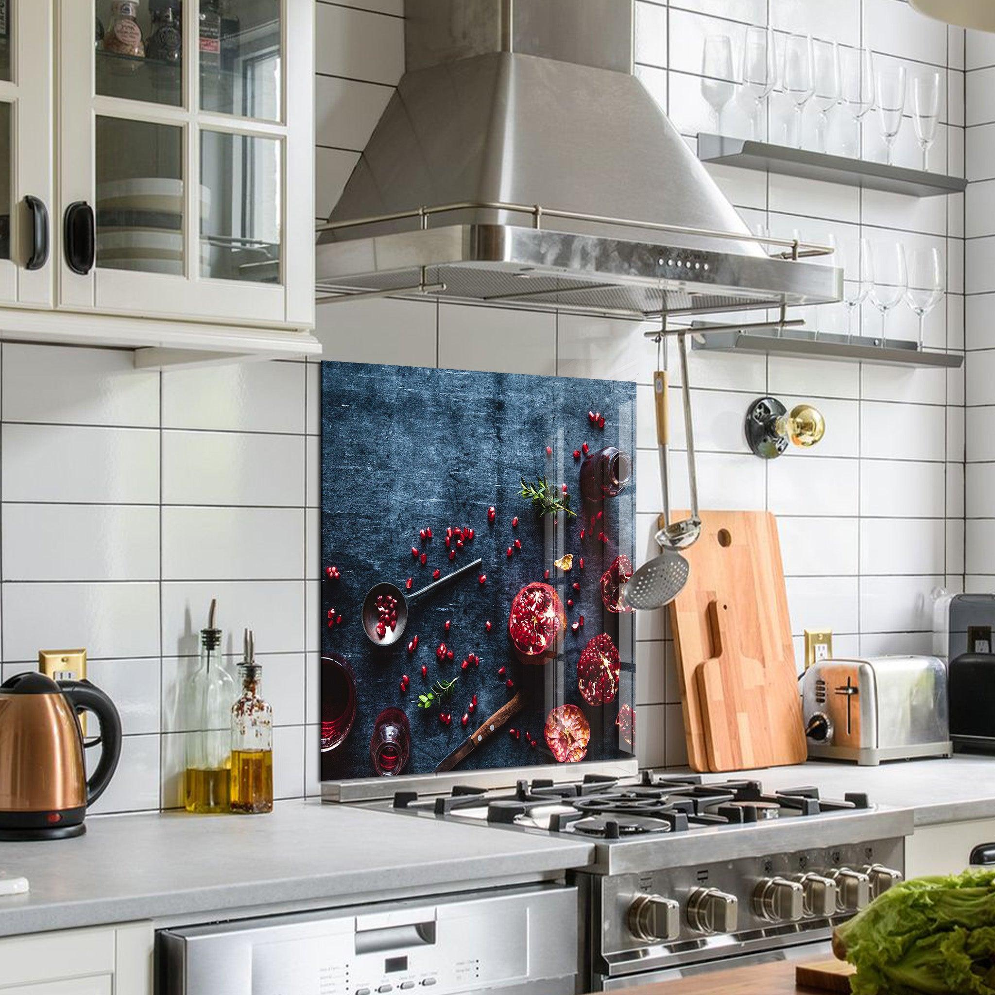 Pomegranates | Glass Printed Backsplash for your Kitchen - ArtDesigna Glass Printing Wall Art