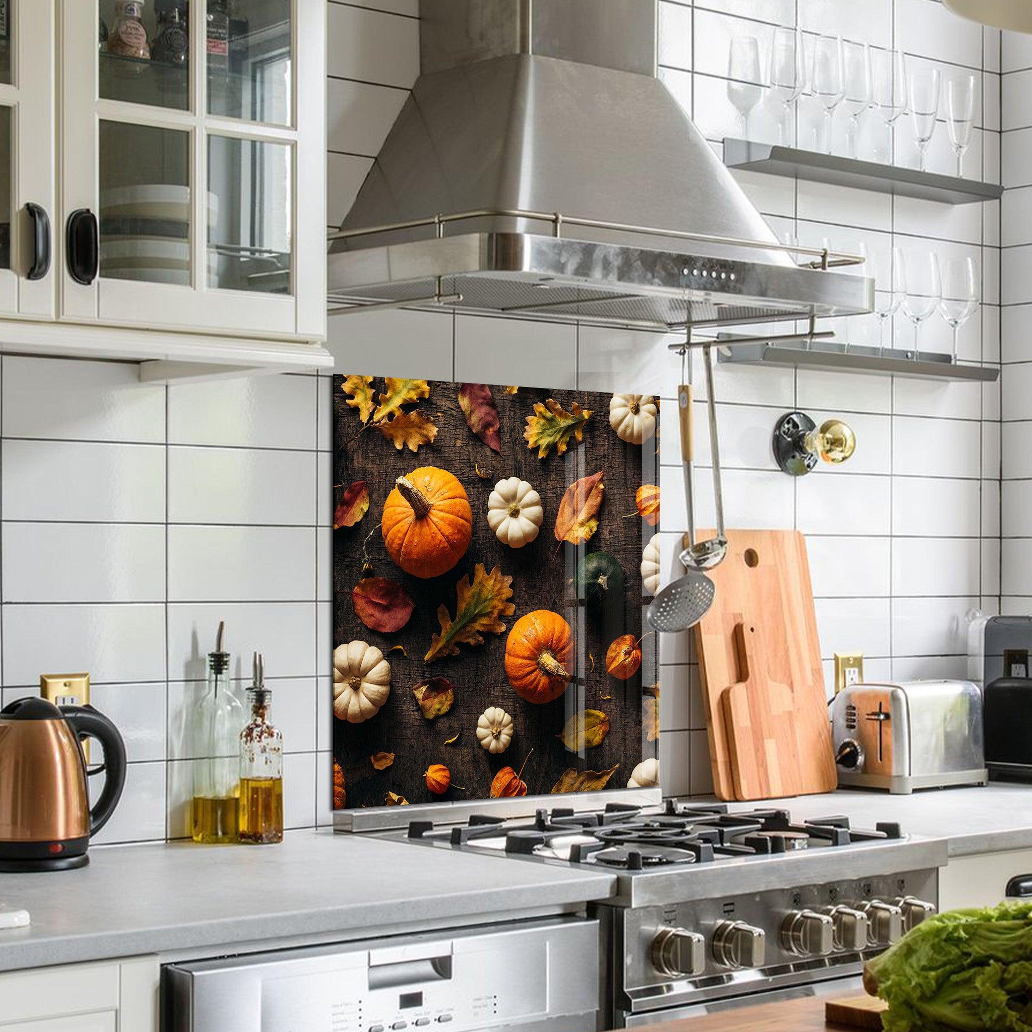 Sweet Pumpkins | Glass Printed Backsplash for your Kitchen - ArtDesigna Glass Printing Wall Art