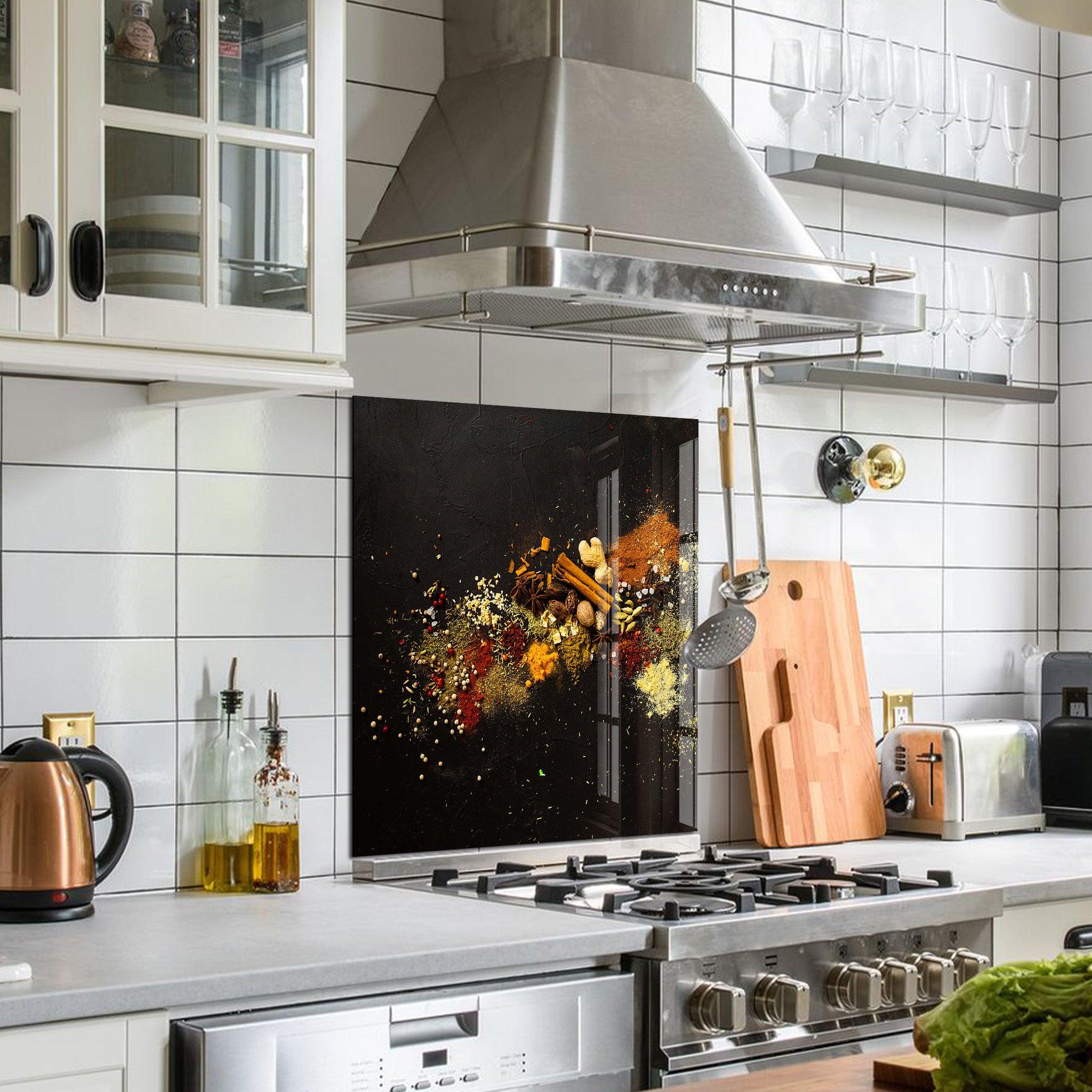 Fresh Spices | Glass Printed Backsplash for your Kitchen - ArtDesigna Glass Printing Wall Art