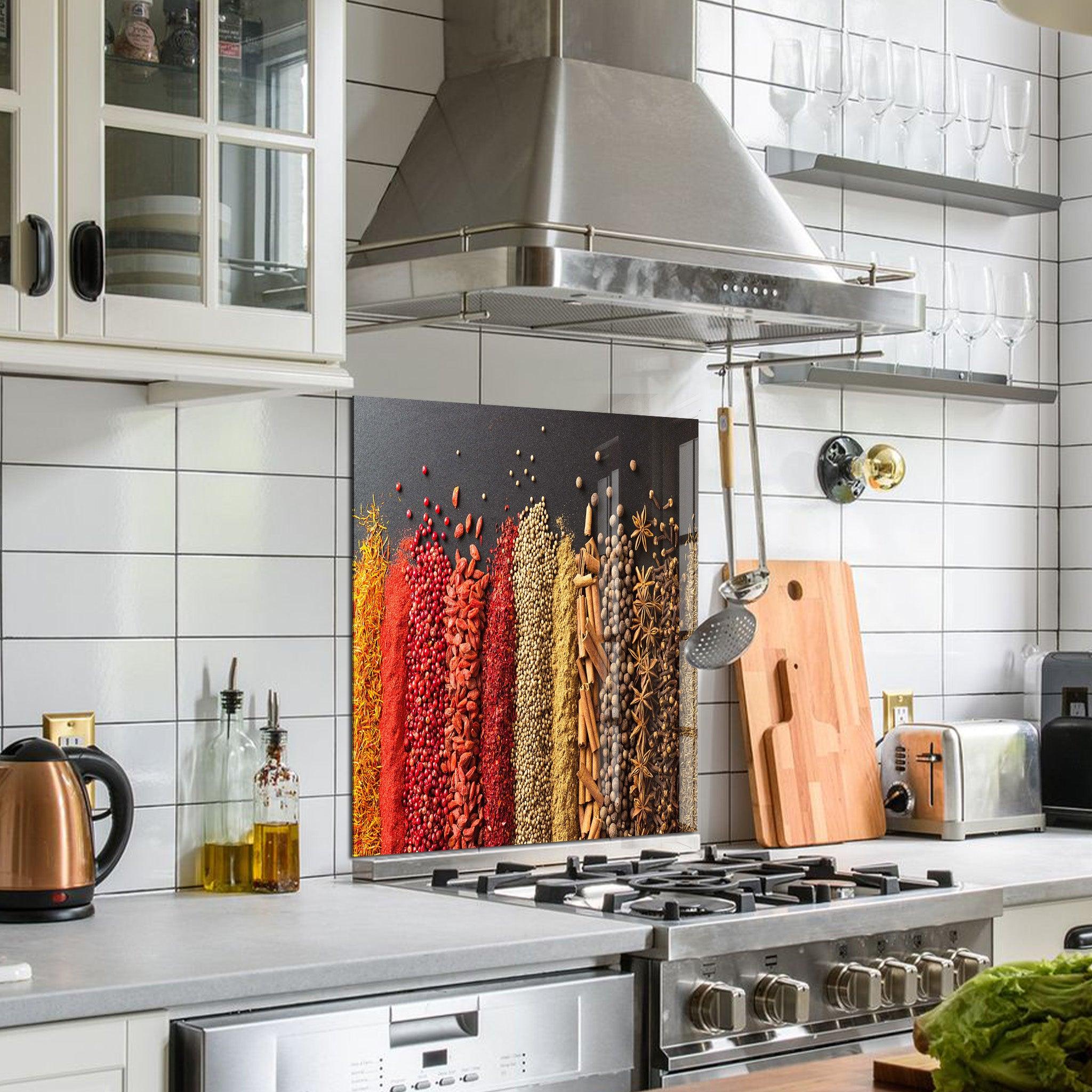 Fresh Spices V2 | Glass Printed Backsplash for your Kitchen - ArtDesigna Glass Printing Wall Art