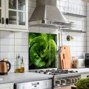 Green Lettuce | Glass Printed Backsplash for your Kitchen - ArtDesigna Glass Printing Wall Art