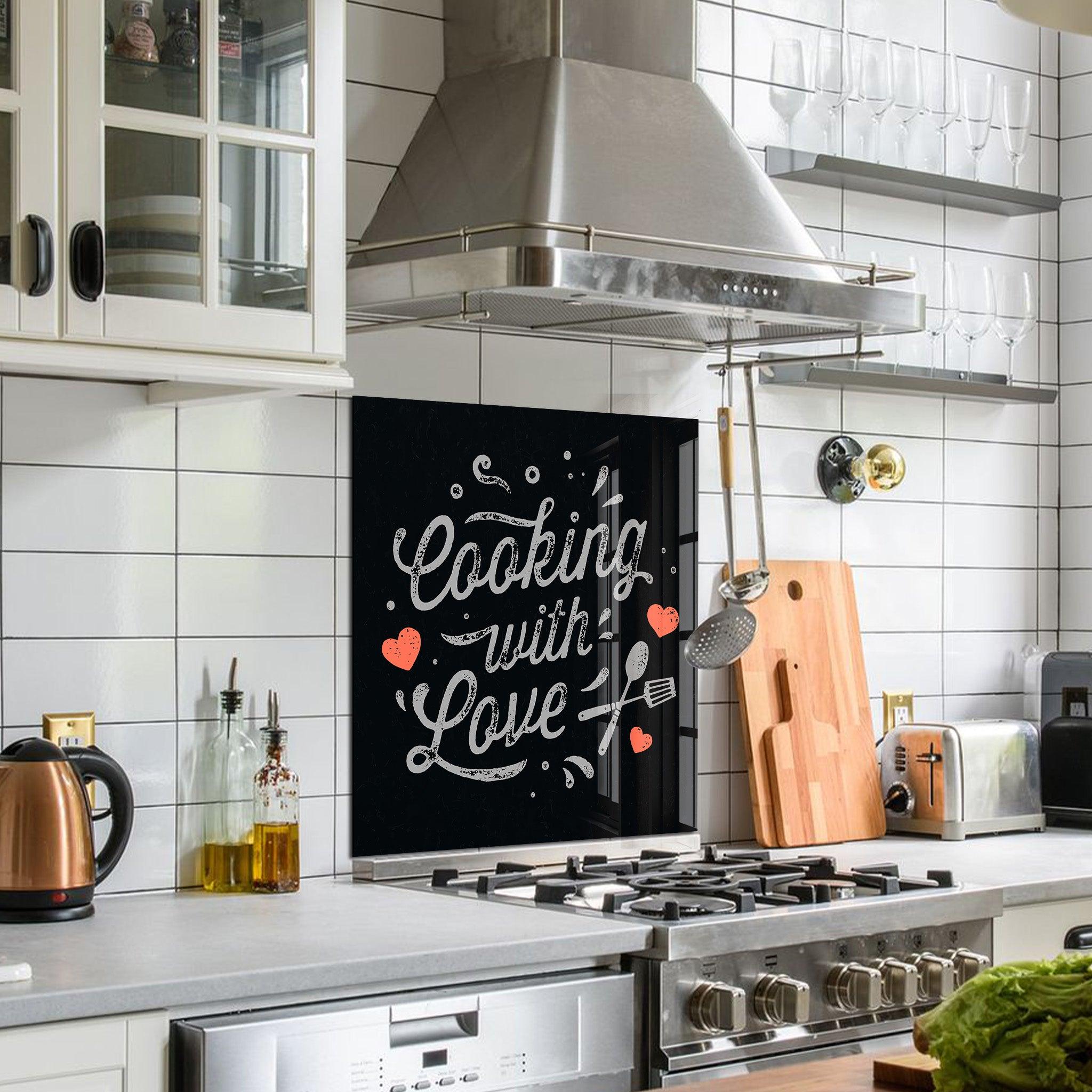 Cooking With Love V2 | Glass Printed Backsplash for your Kitchen - ArtDesigna Glass Printing Wall Art