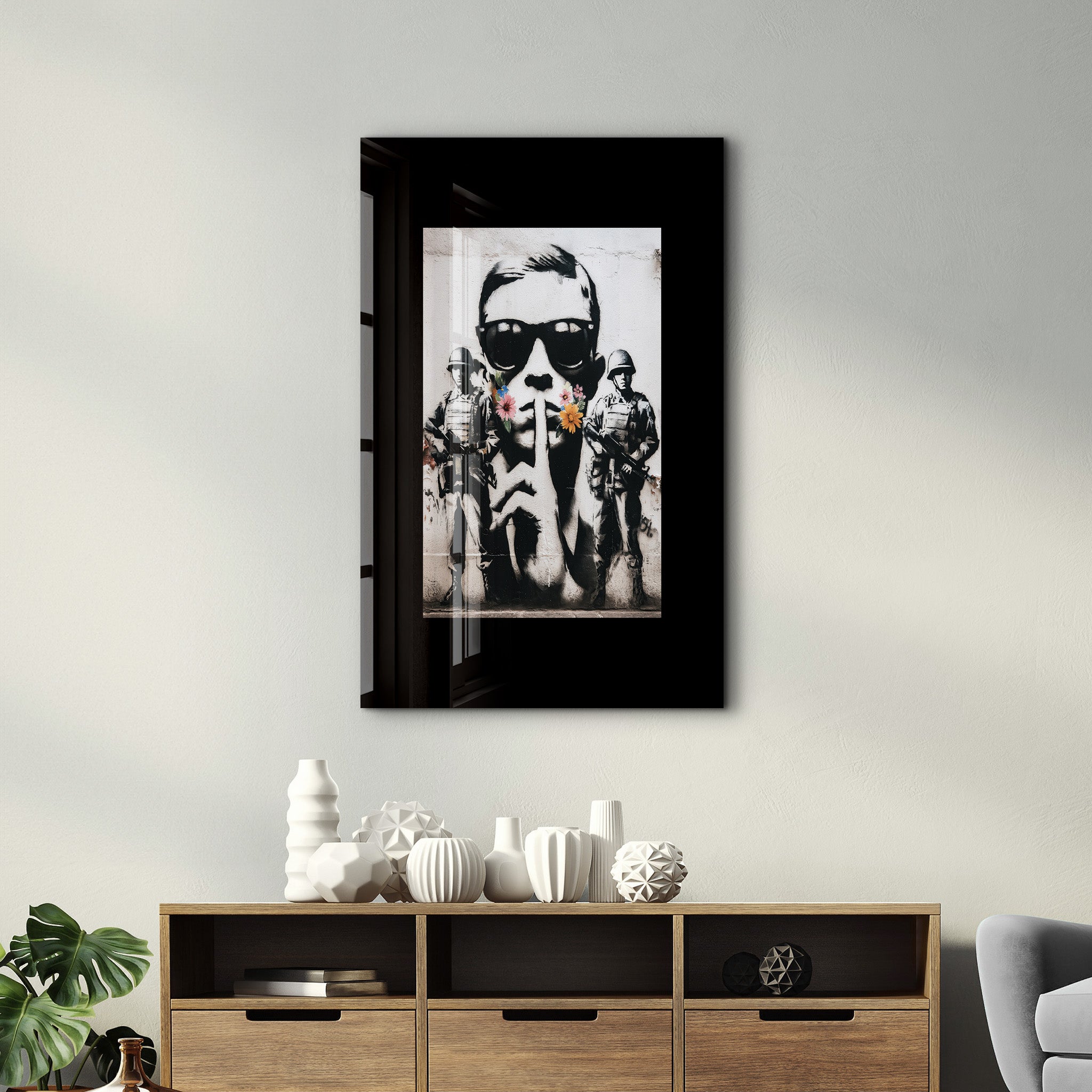 Silent Rebellion Urban Protest Street Art Glass Wall Art