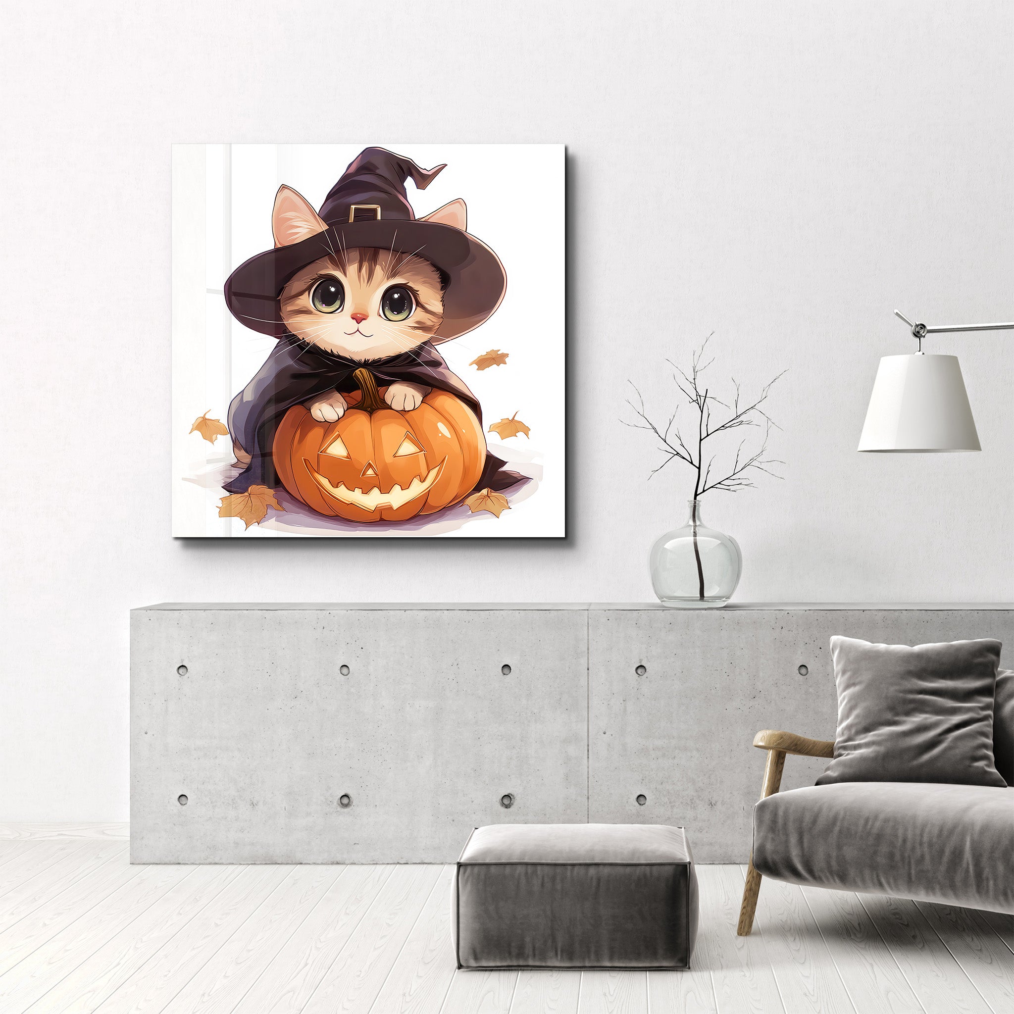 Kitten | Halloween Style Glass Wall Art