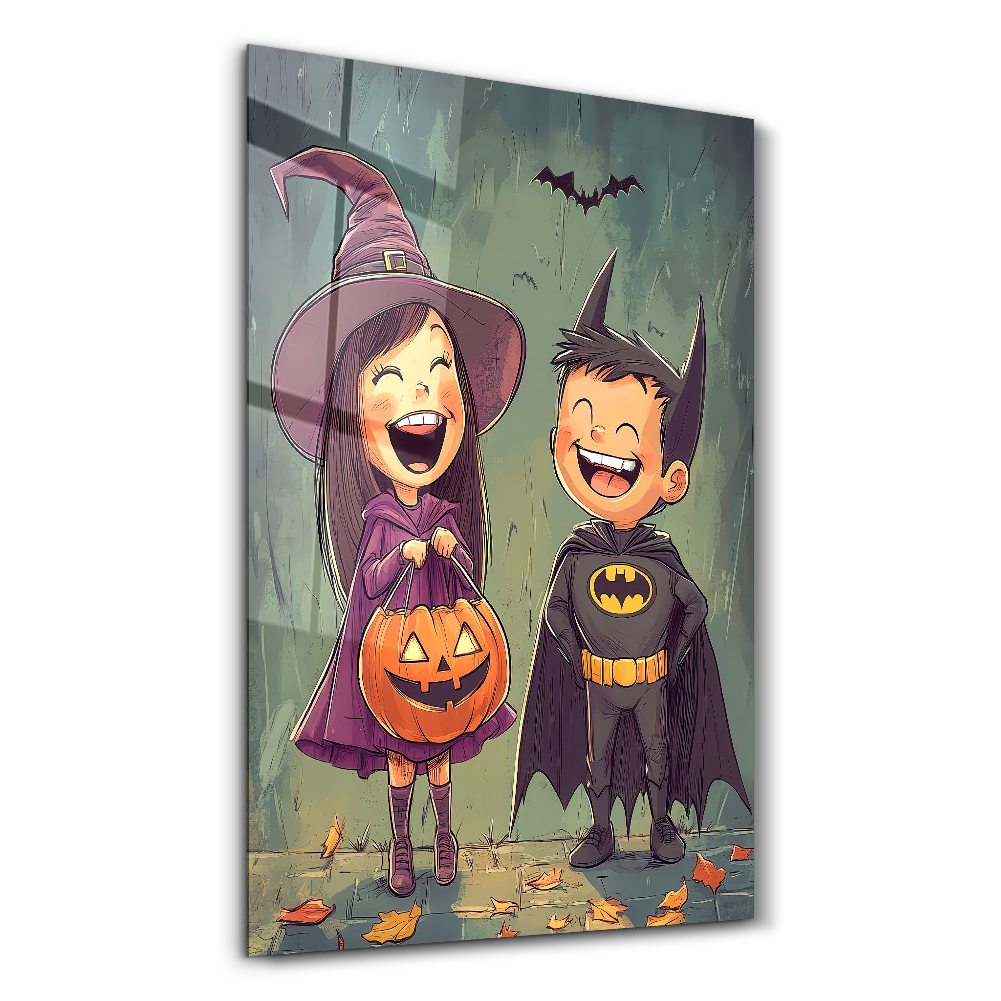 Trick-or-Treat Joy | Halloween Glass Wall Art