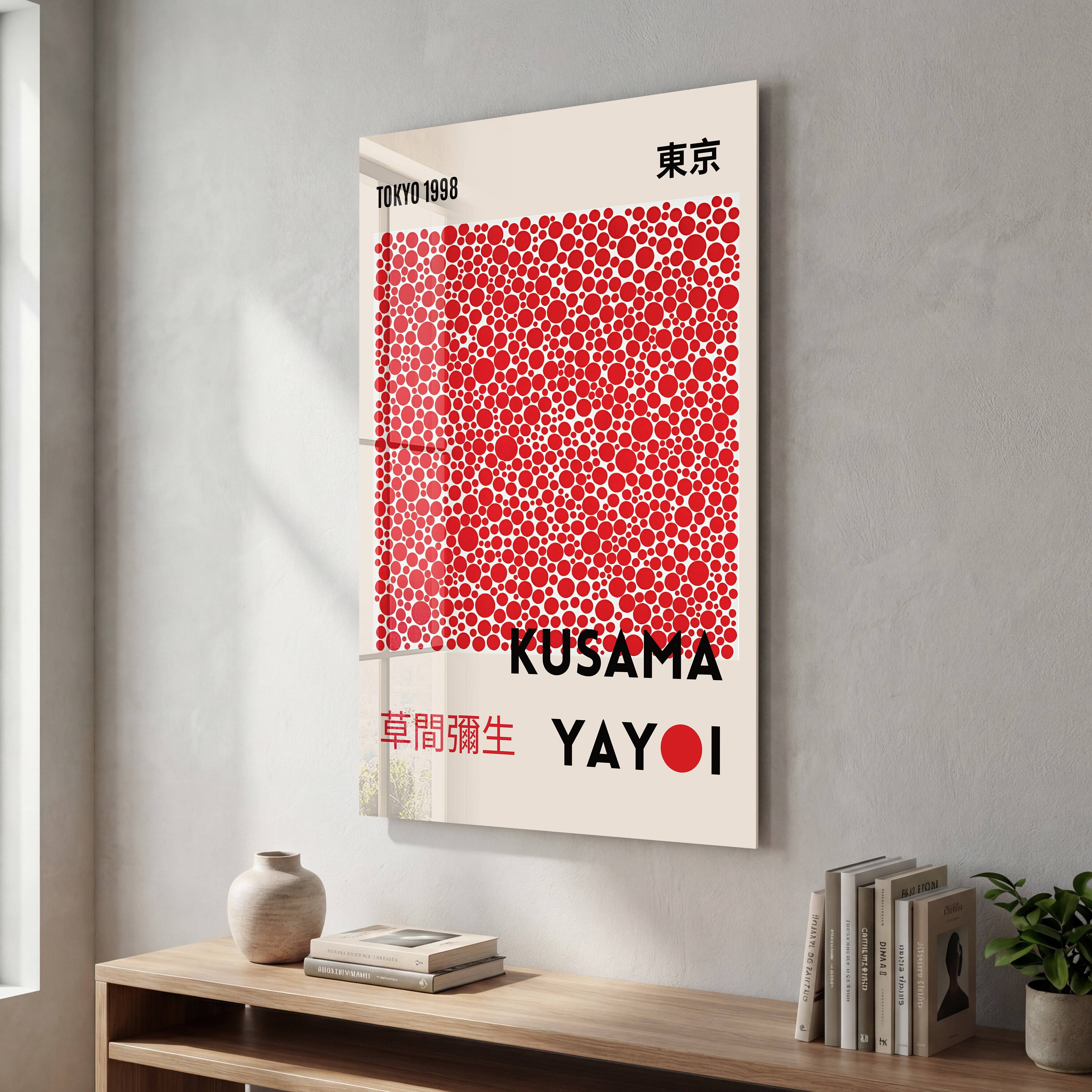 Yayoi Kusama Tokyo 1998 Red Dots Japanese Pop Art Glass Wall Art