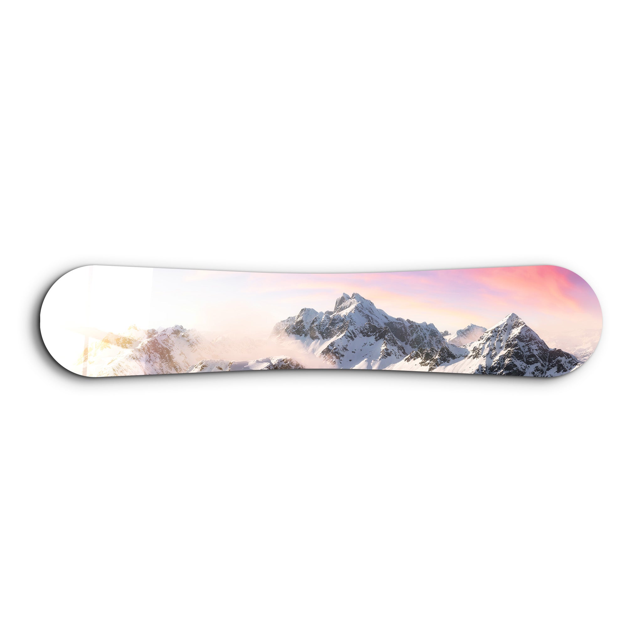 Sunrise Alpine Peaks | Snowboard Glass Wall Art – Artdesigna