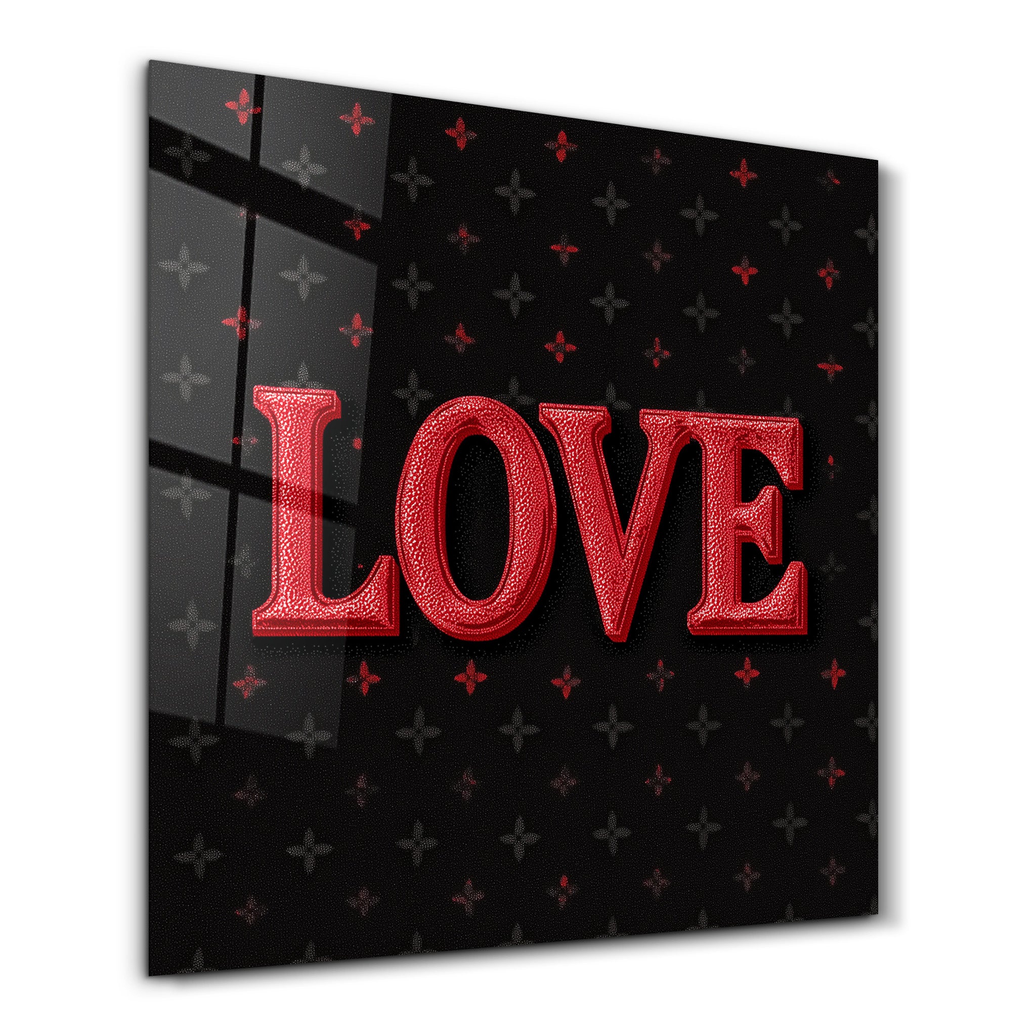 Midnight Love Luxe Square Typography Art Glass Wall Art