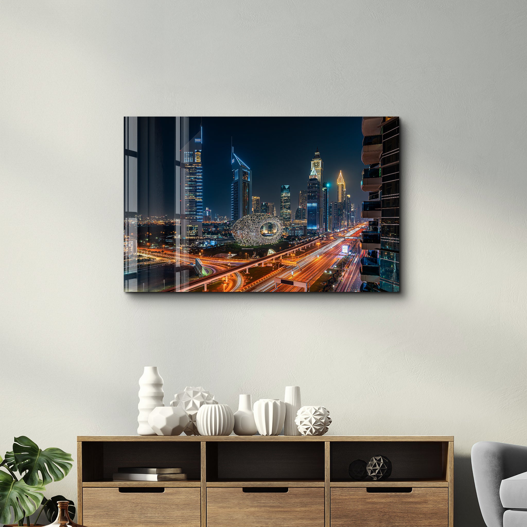 Dubai Skyline | Glass Wall Art - لوحة فنية زجاجية