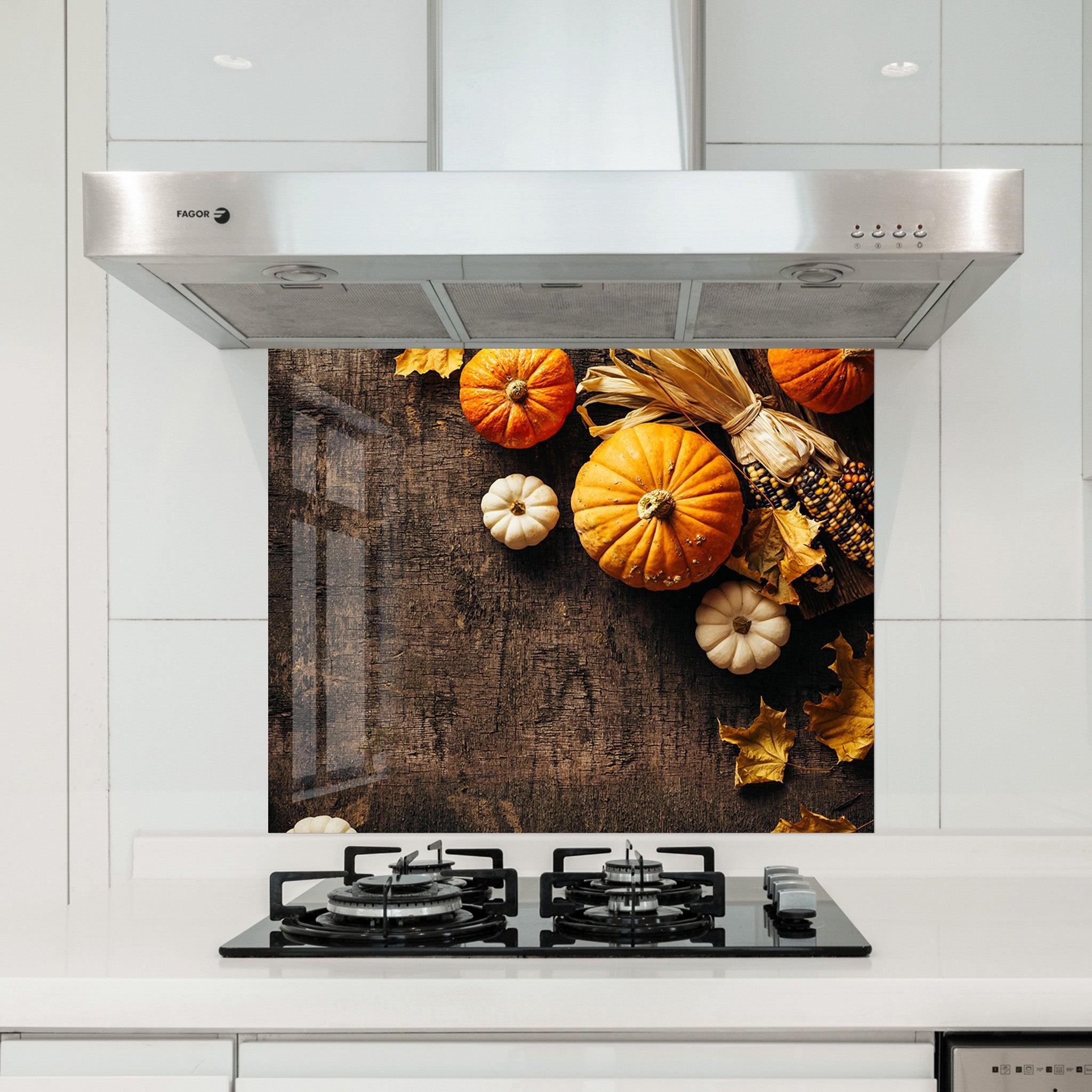 Fall and Pumpkins | Glass Printed Backsplash for your Kitchen - ArtDesigna Glass Printing Wall Art