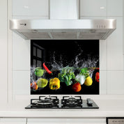 Vegetables In The Water | Glass Printed Backsplash for your Kitchen - ArtDesigna Glass Printing Wall Art