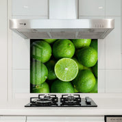 Green Limes | Glass Printed Backsplash for your Kitchen - ArtDesigna Glass Printing Wall Art