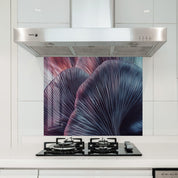 Purple Mushroom | Glass Printed Backsplash for your Kitchen - ArtDesigna Glass Printing Wall Art