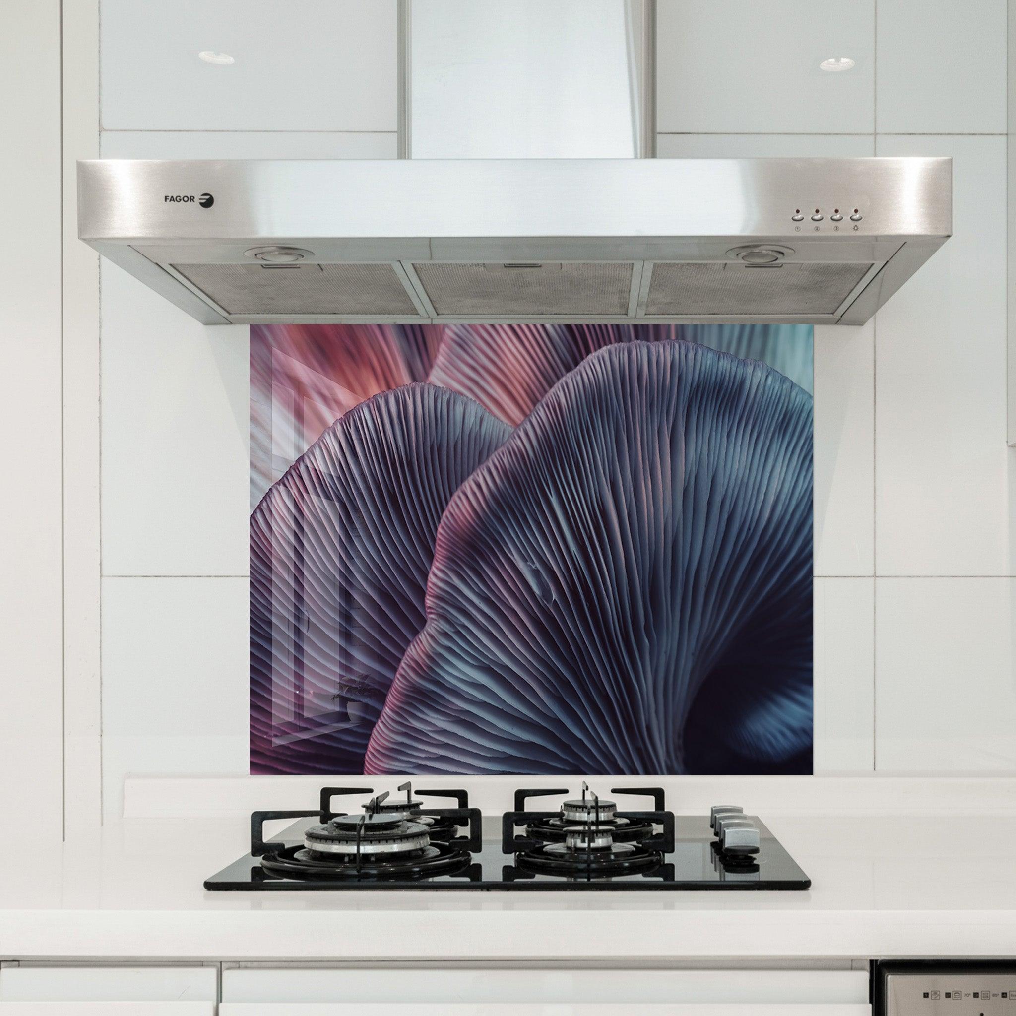 Purple Mushroom | Glass Printed Backsplash for your Kitchen - ArtDesigna Glass Printing Wall Art