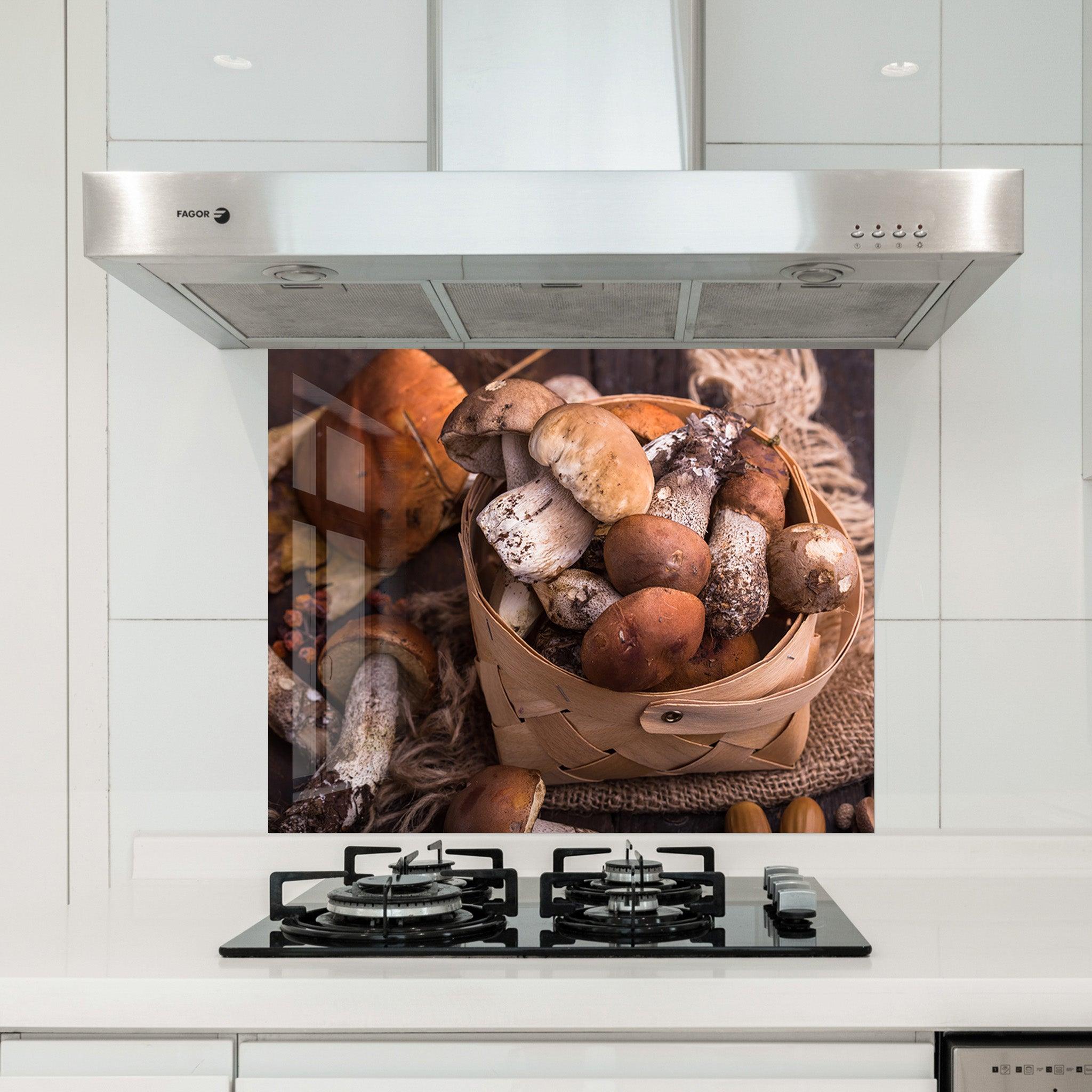 Mushrooms | Glass Printed Backsplash for your Kitchen - ArtDesigna Glass Printing Wall Art