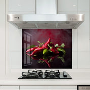 Chili Peppers | Glass Printed Backsplash for your Kitchen - ArtDesigna Glass Printing Wall Art