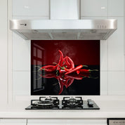 Chili Peppers V2 | Glass Printed Backsplash for your Kitchen - ArtDesigna Glass Printing Wall Art