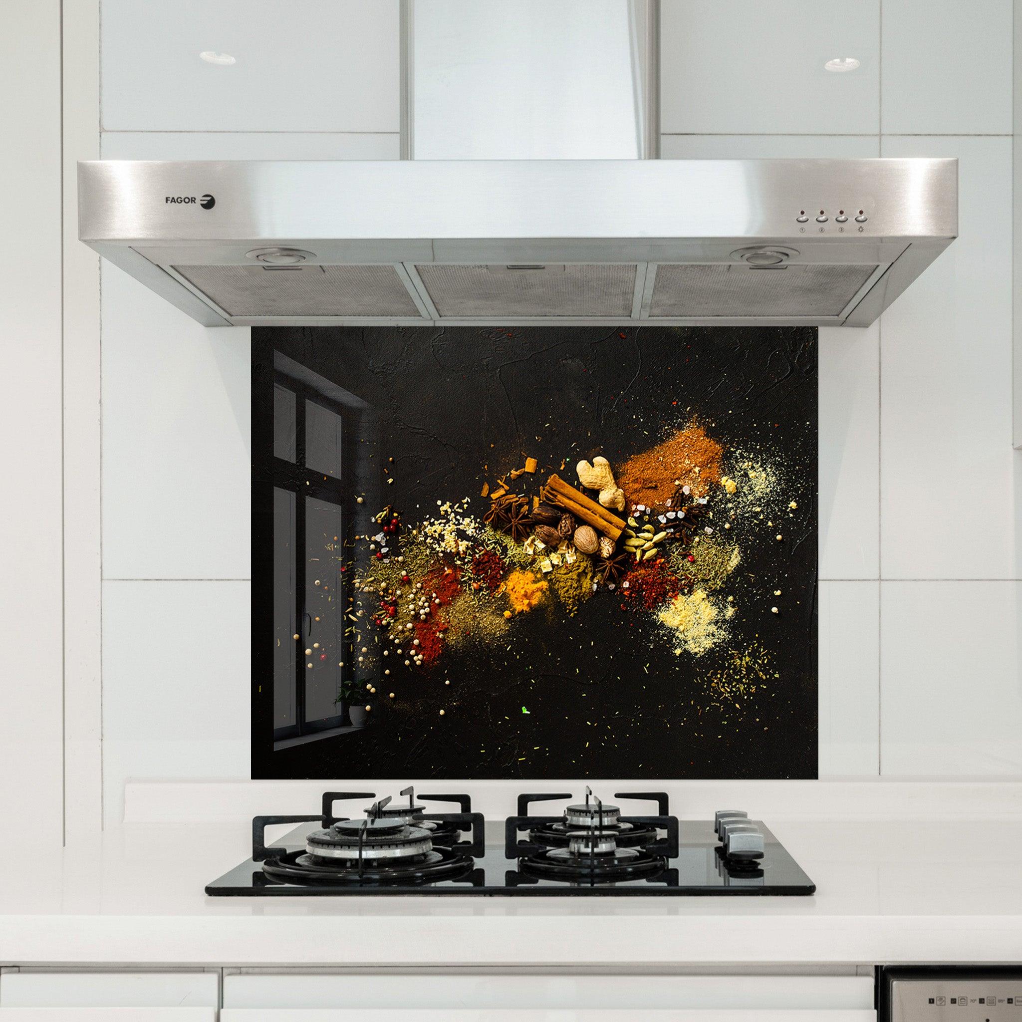 Fresh Spices | Glass Printed Backsplash for your Kitchen - ArtDesigna Glass Printing Wall Art