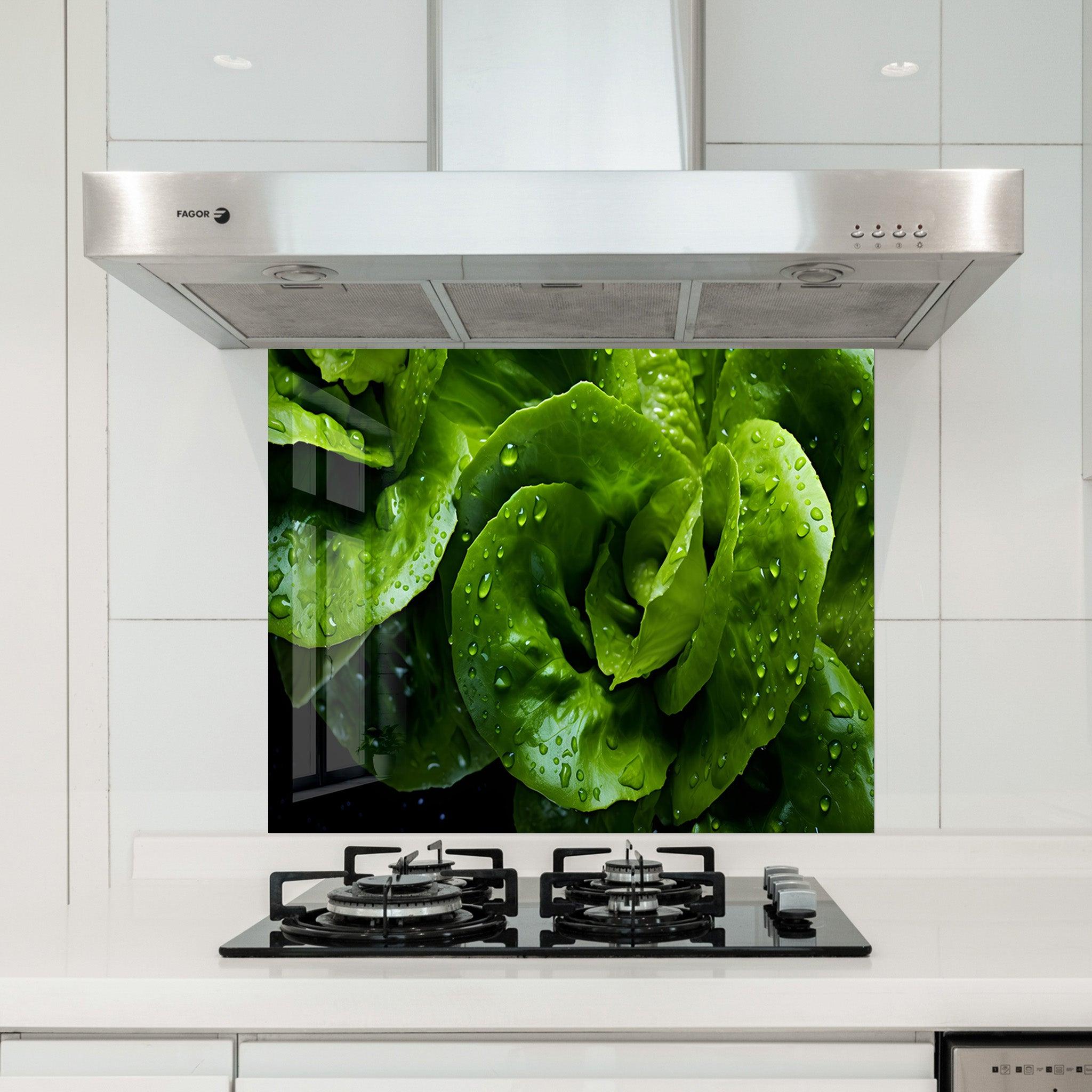 Green Lettuce | Glass Printed Backsplash for your Kitchen - ArtDesigna Glass Printing Wall Art