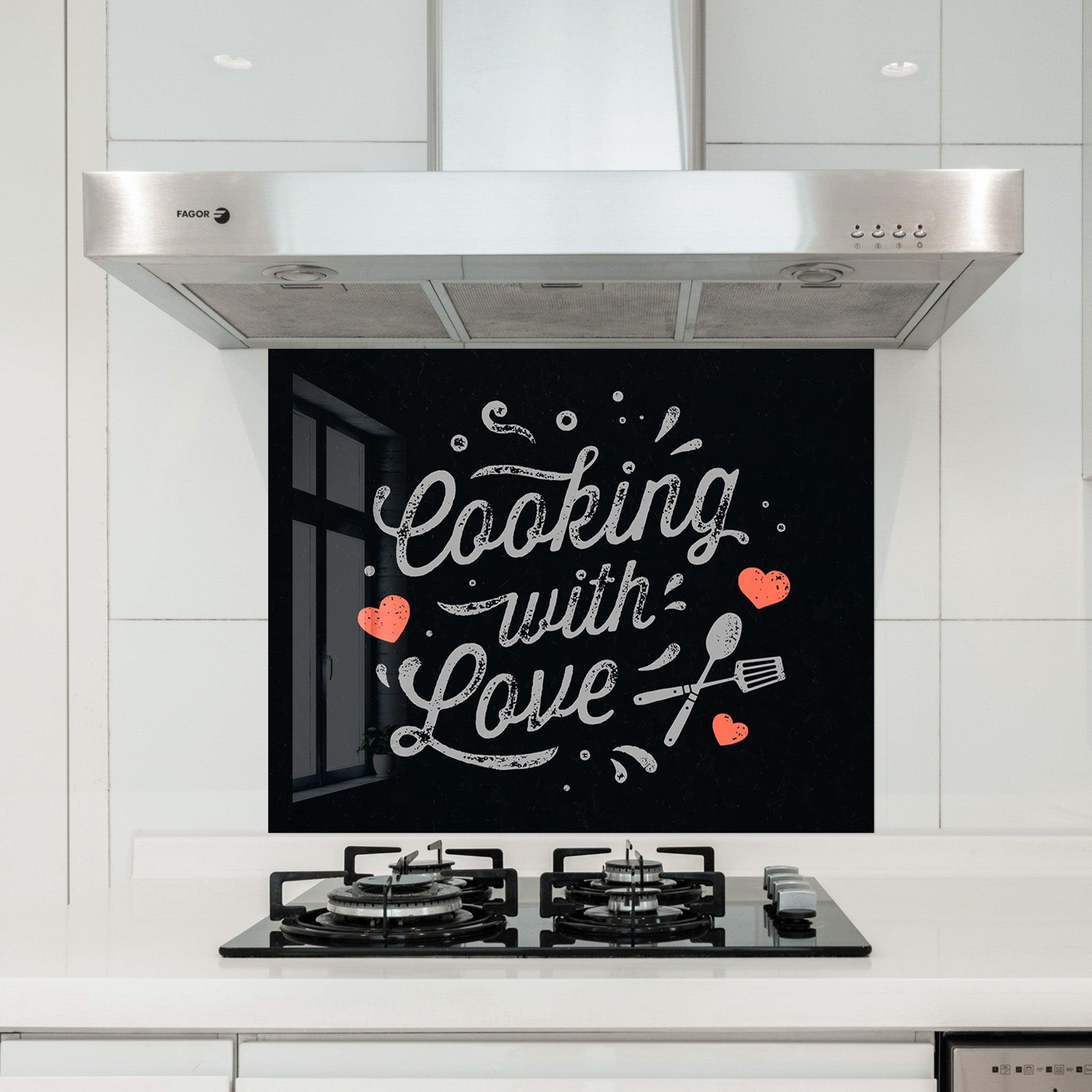 Cooking With Love V2 | Glass Printed Backsplash for your Kitchen - ArtDesigna Glass Printing Wall Art