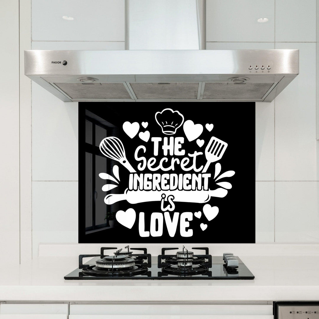 The Secret Ingredient is Love | Glass Printed Backsplash for your Kitchen