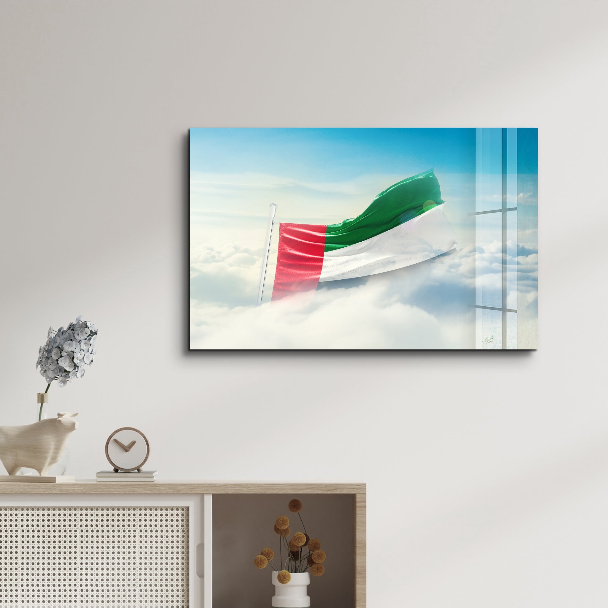 UAE Flag - علم الإمارات العربية المتحدة | Glass Wall Art - جدار زجاجي