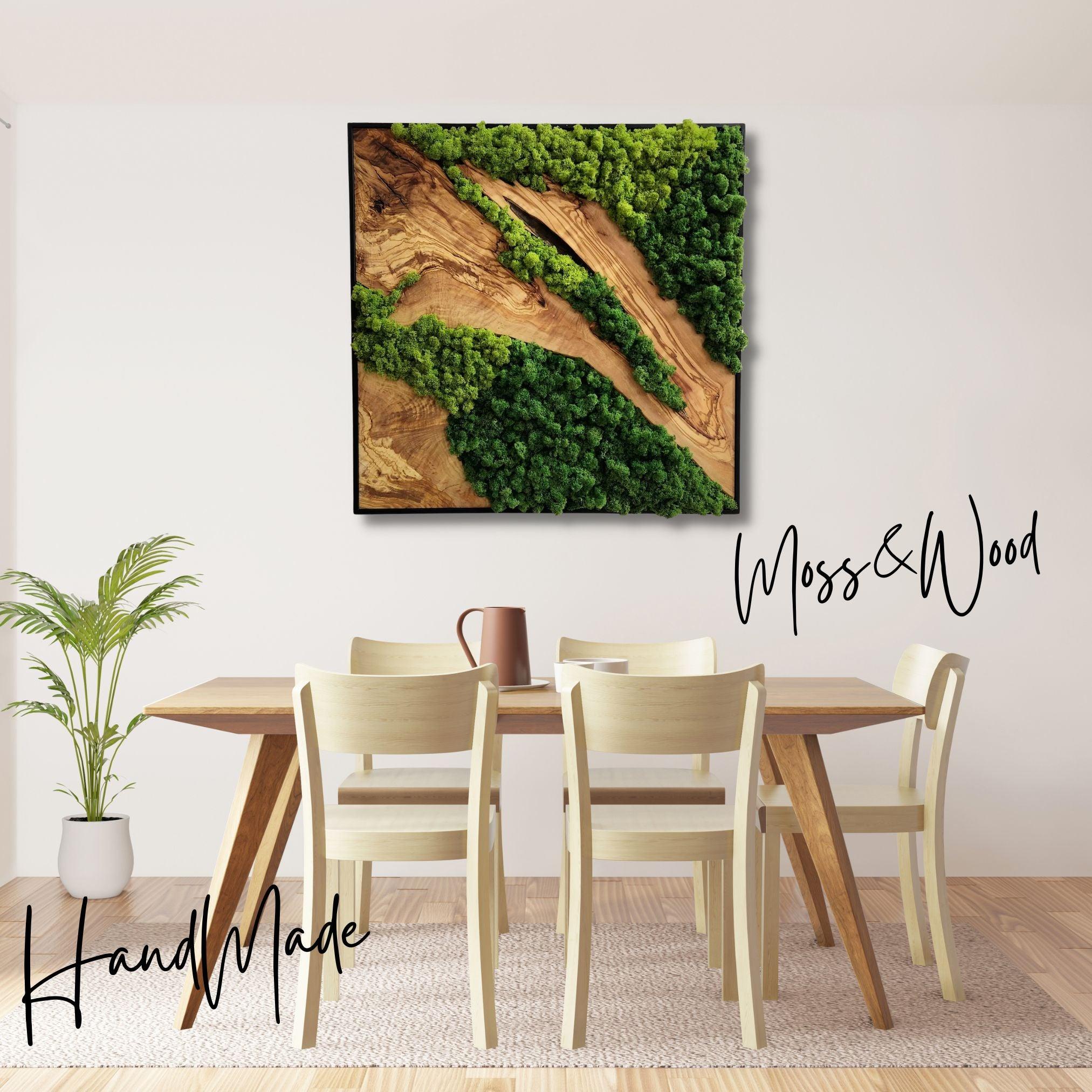 Moss and Olive Wood Wall Art 2 Colors | Premium Handmade Wall Sculptures 20x20