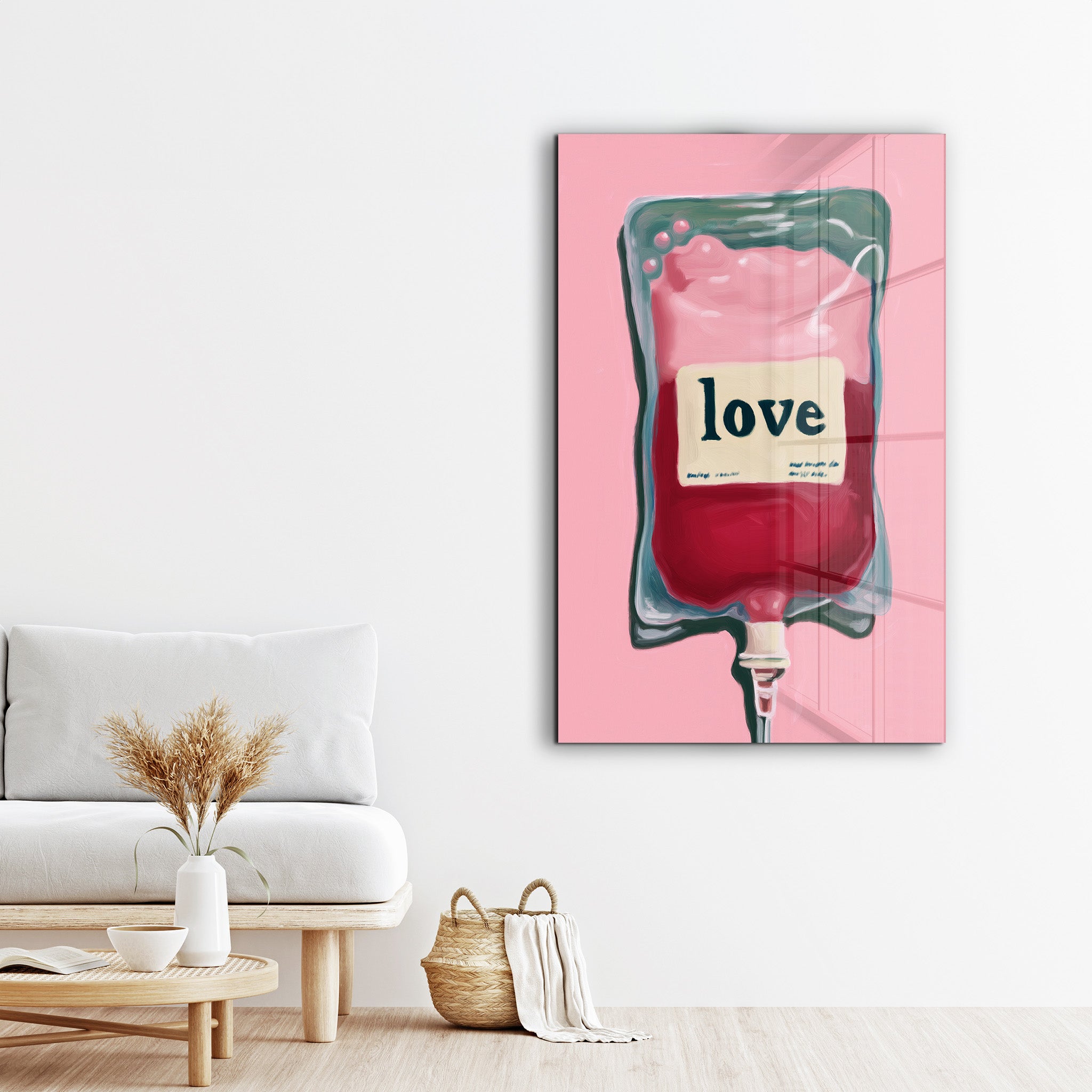 Love Transfusion Pop Surreal Minimalism Glass Wall Art