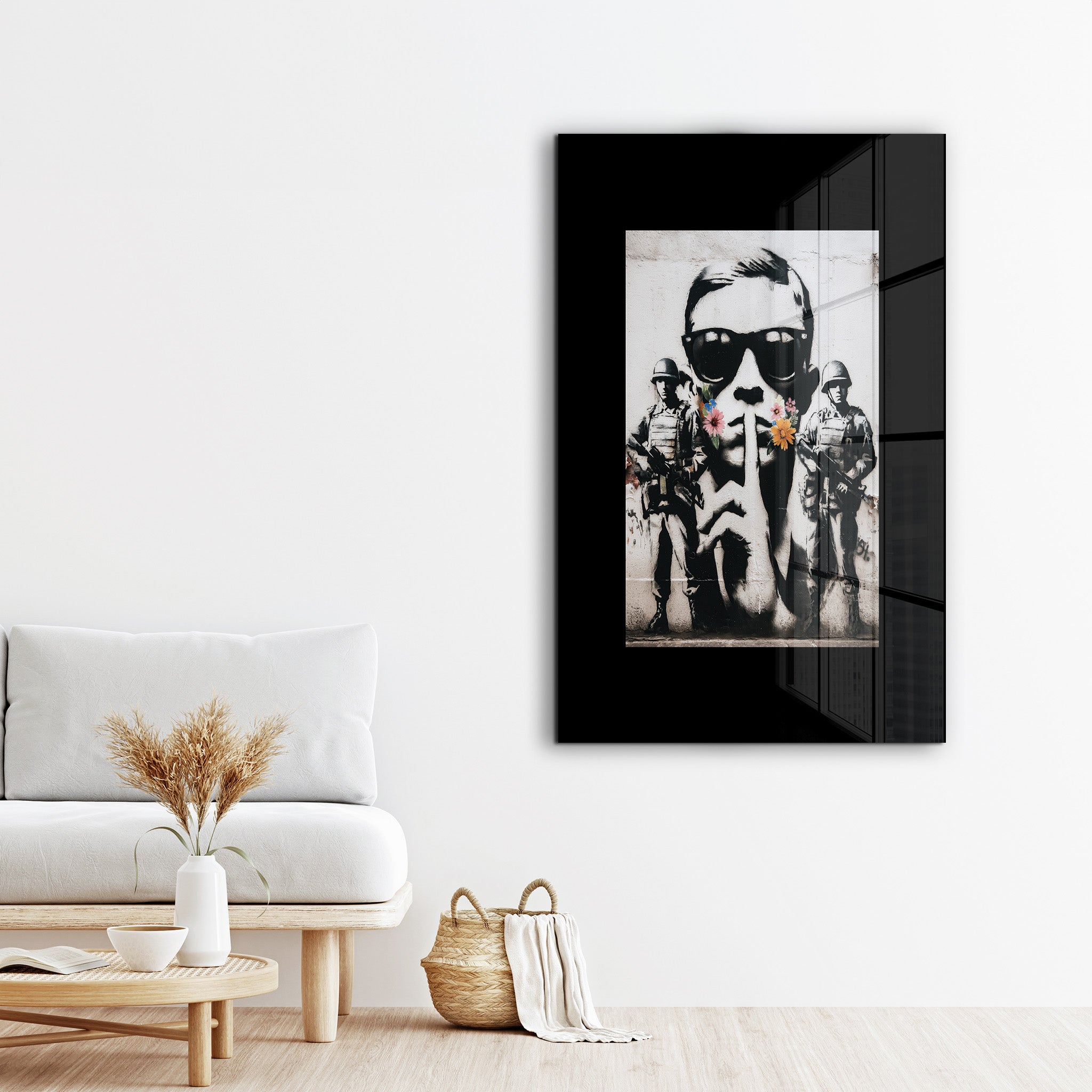 Silent Rebellion Urban Protest Street Art Glass Wall Art