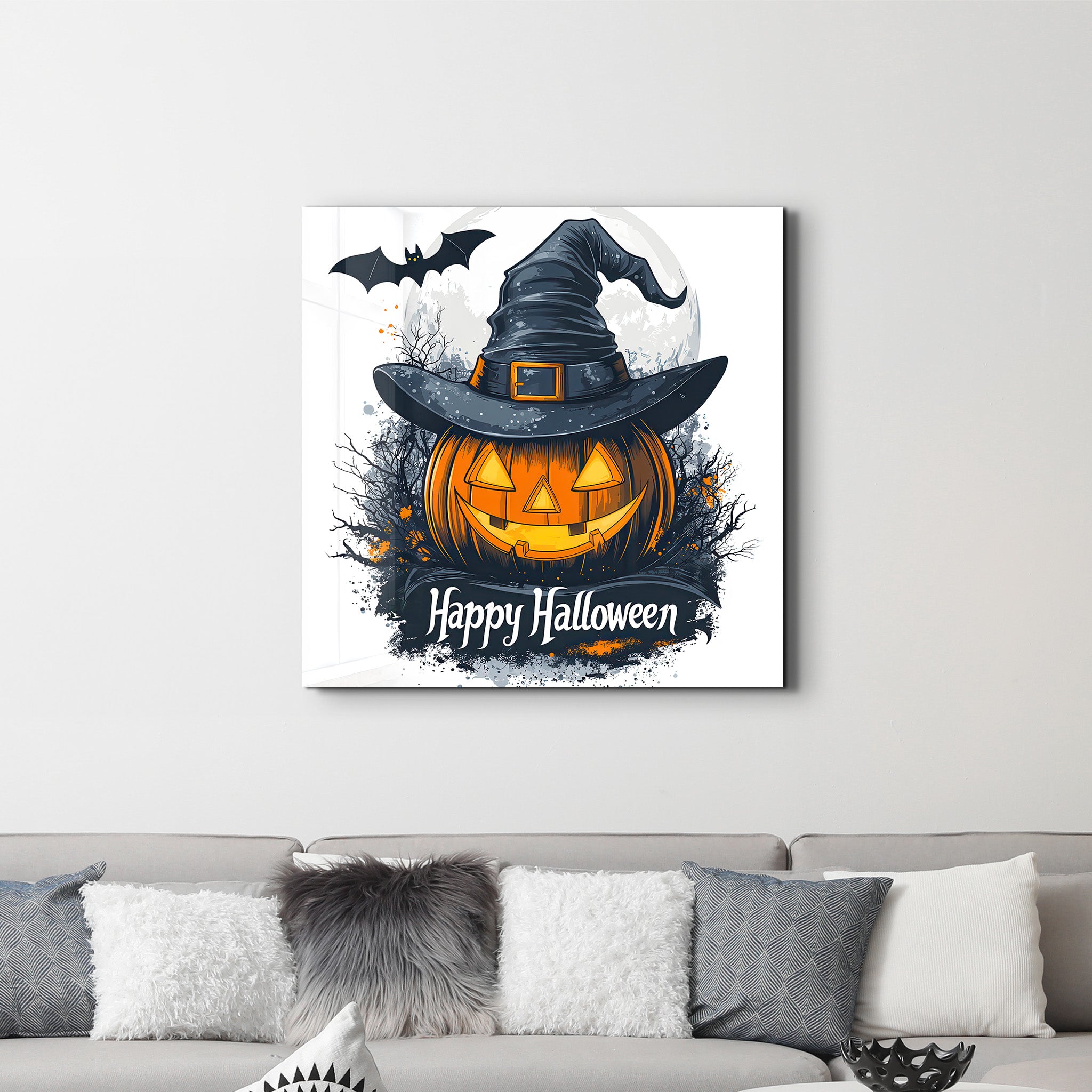 Happy Halloween | Halloween Style Glass Wall Art