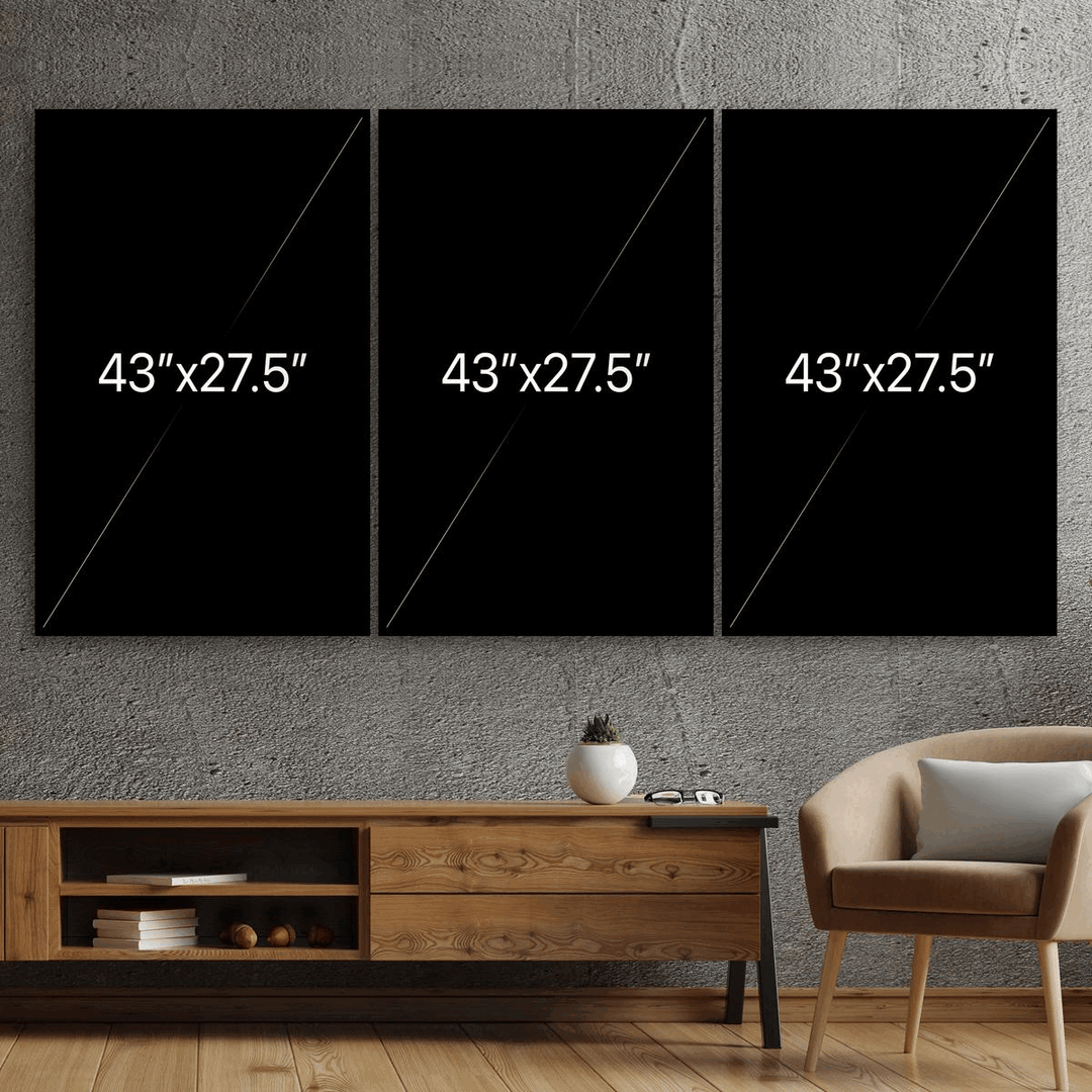 ・"Abstract Shapes and Lines V2 - Trio"・Glass Wall Art