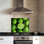 Green Limes | Glass Printed Backsplash for your Kitchen - ArtDesigna Glass Printing Wall Art