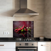 Chili Peppers | Glass Printed Backsplash for your Kitchen - ArtDesigna Glass Printing Wall Art