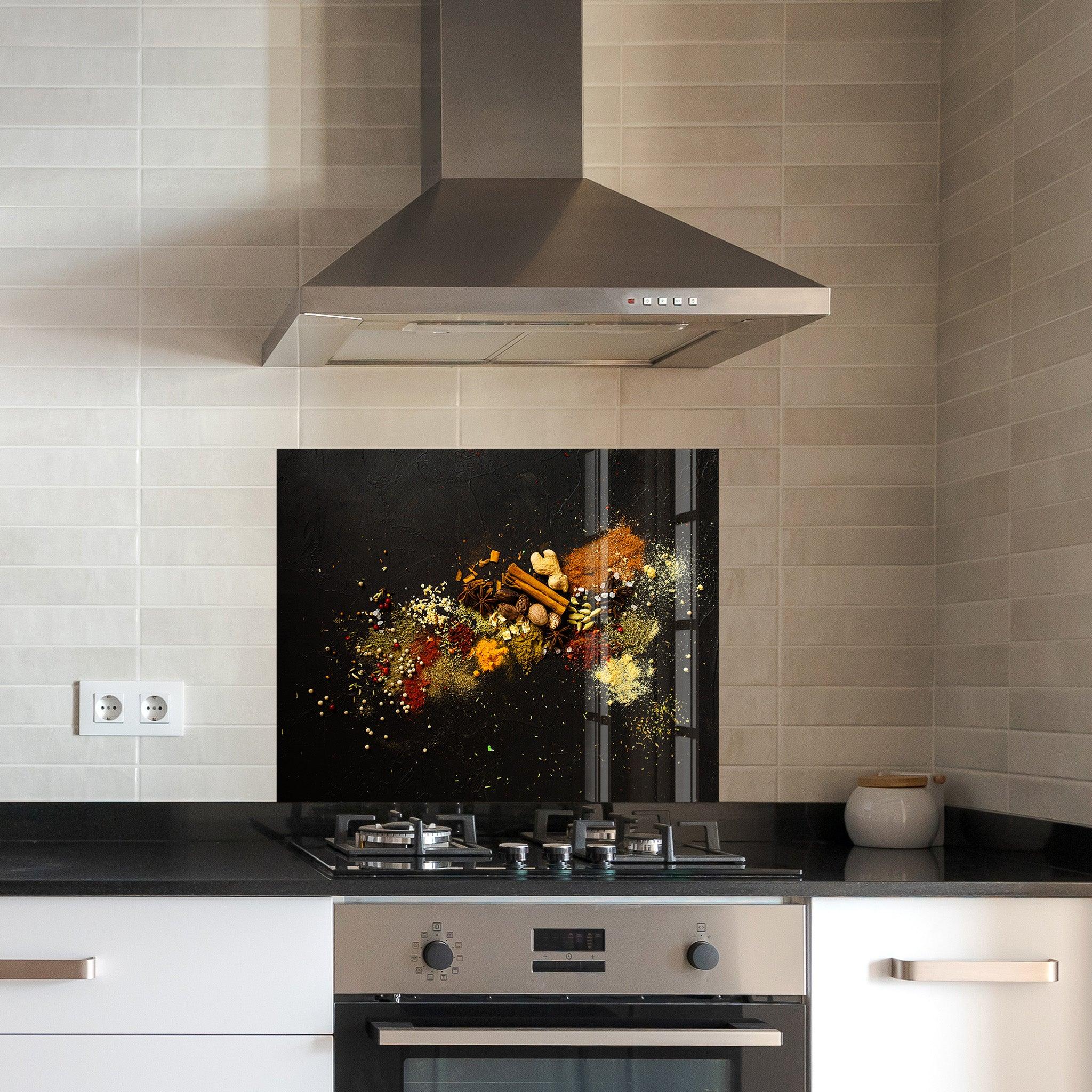 Fresh Spices | Glass Printed Backsplash for your Kitchen - ArtDesigna Glass Printing Wall Art