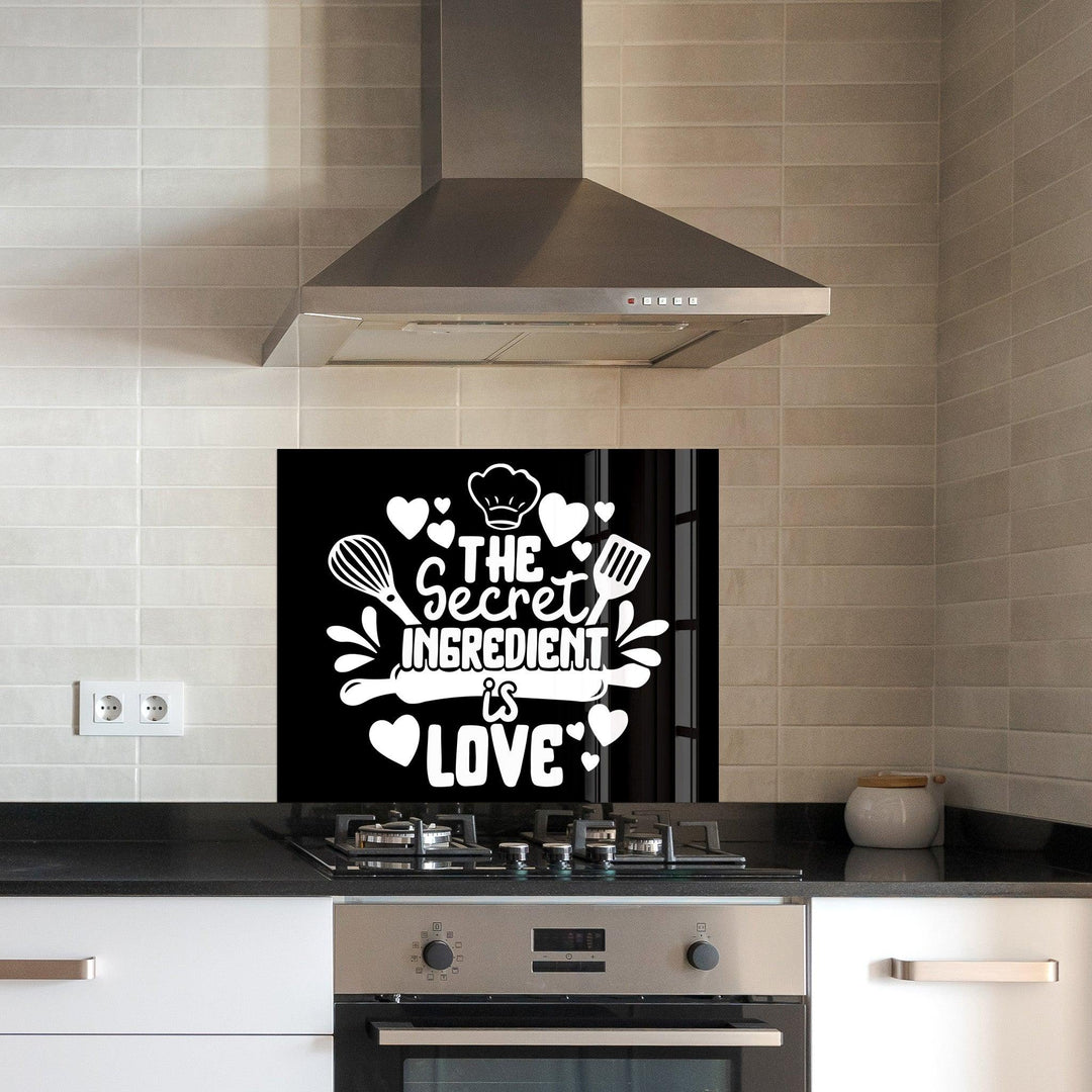 The Secret Ingredient is Love | Glass Printed Backsplash for your Kitchen