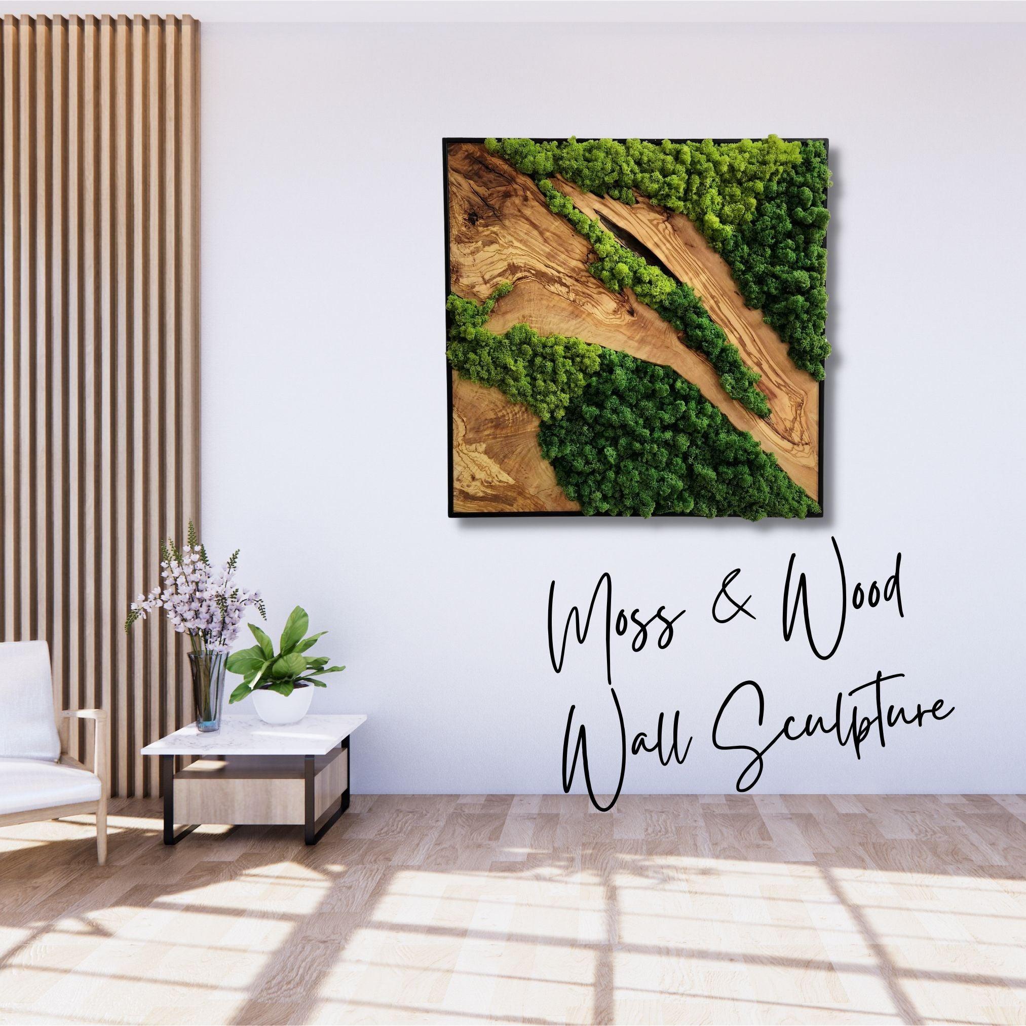 Moss and Olive Wood Wall Art 3 Colors, Premium Handmade Wall Sculptures