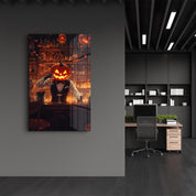 Pumpkin Bartender | Halloween Glass Wall Art - Artdesigna