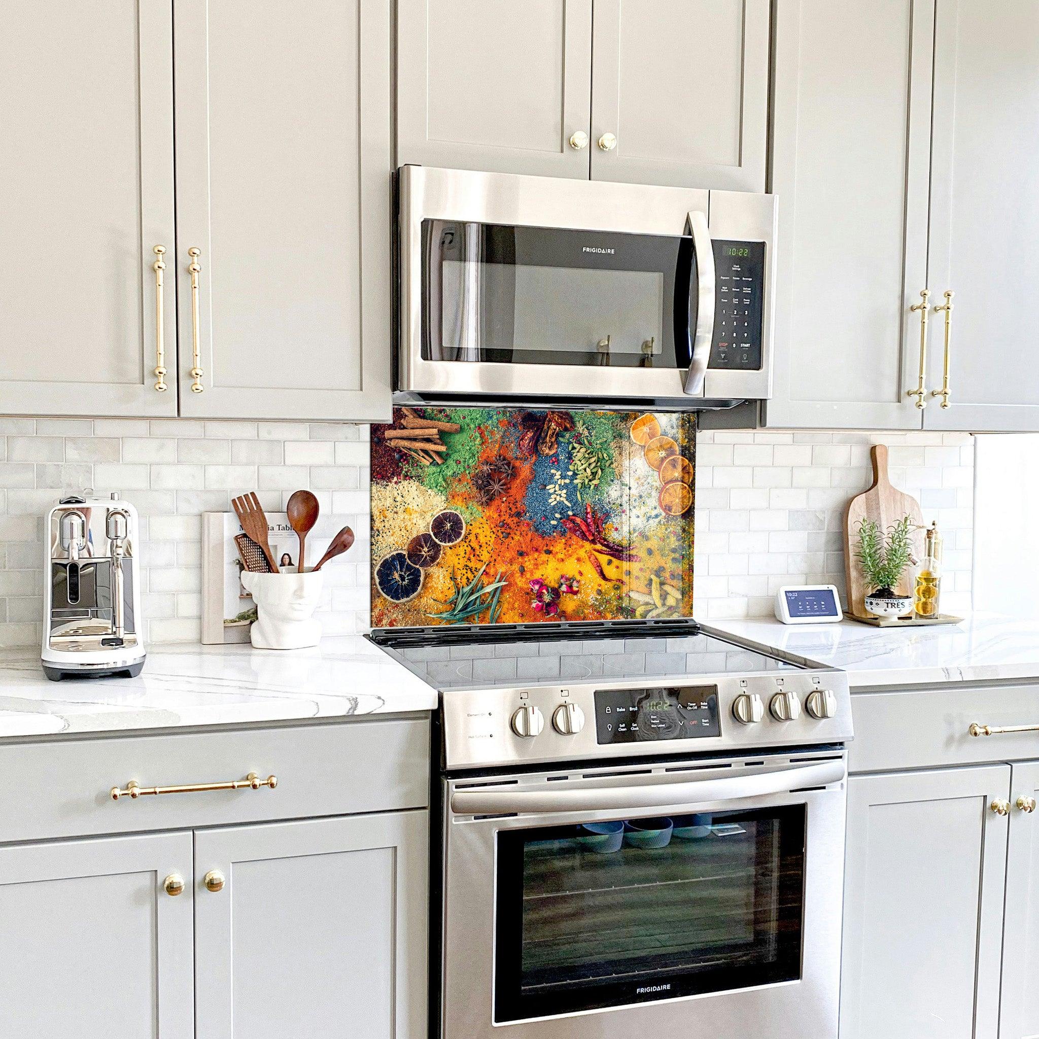 Rainbow Spices | Glass Printed Backsplash for your Kitchen - ArtDesigna Glass Printing Wall Art