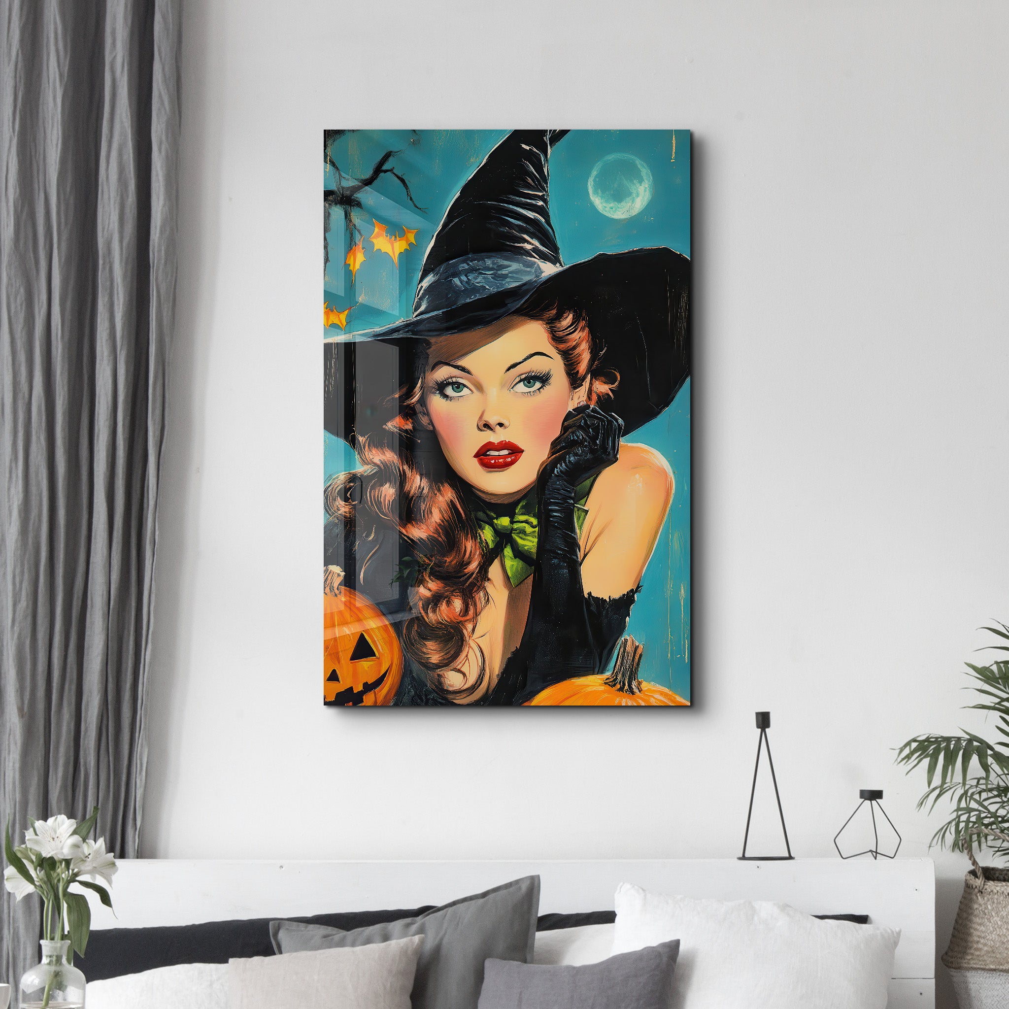 Retro Halloween | Glass Wall Art - Artdesigna