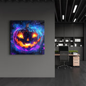 Neon Pumpkin | Halloween Style Glass Wall Art