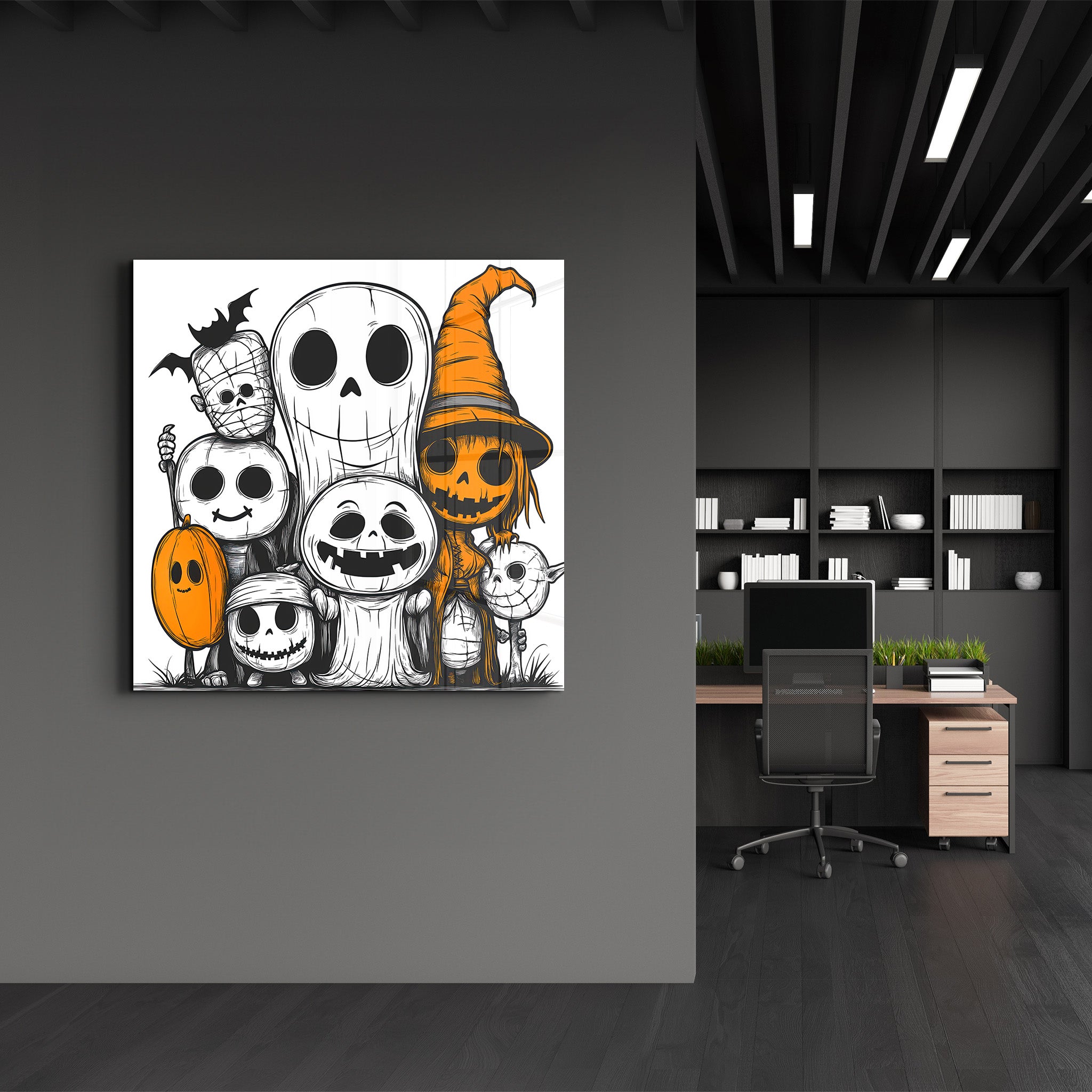 Haunted Halloween Crew | Halloween Style Glass Wall Art - Artdesigna