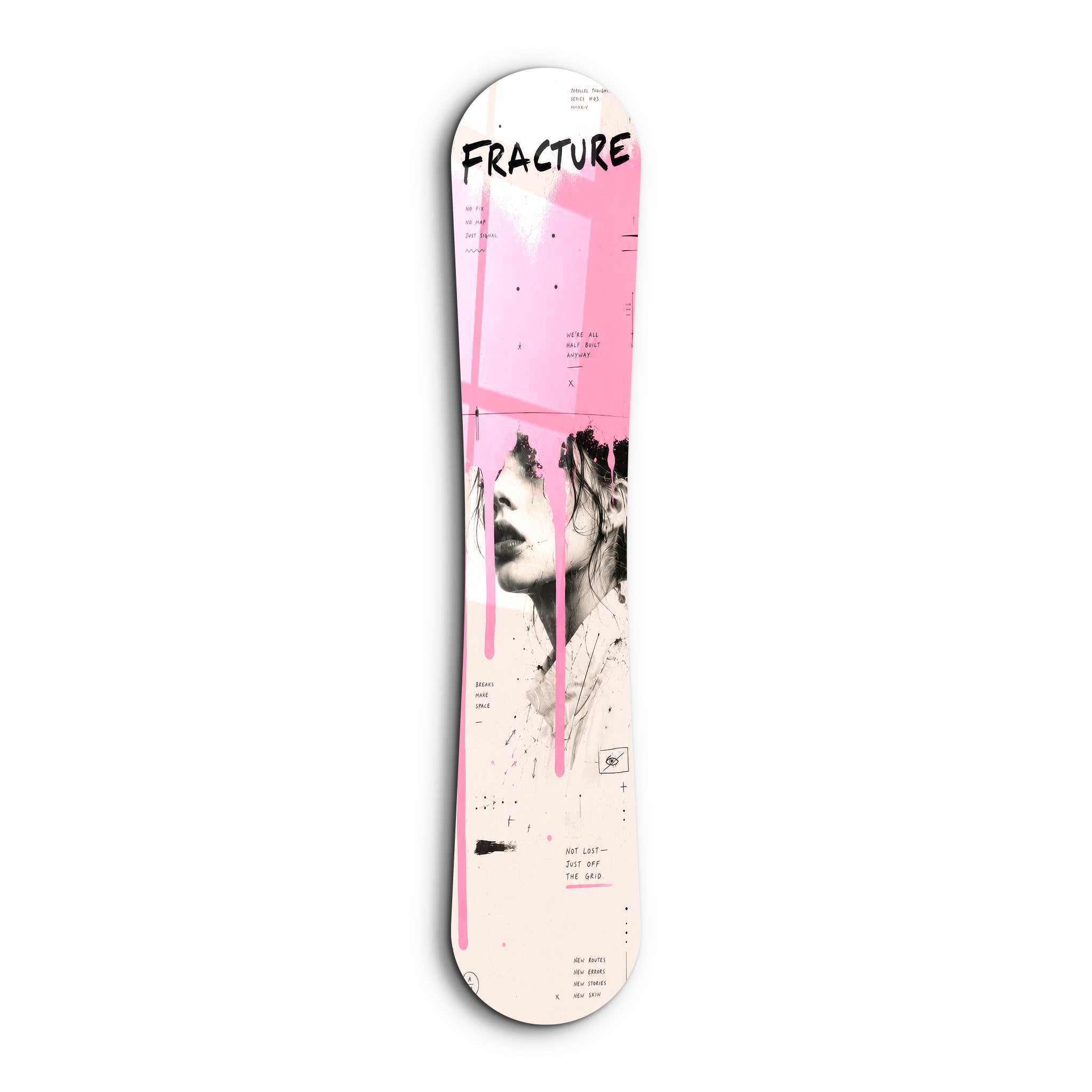 Pink Grunge Portrait | Snowboard Glass Wall Art