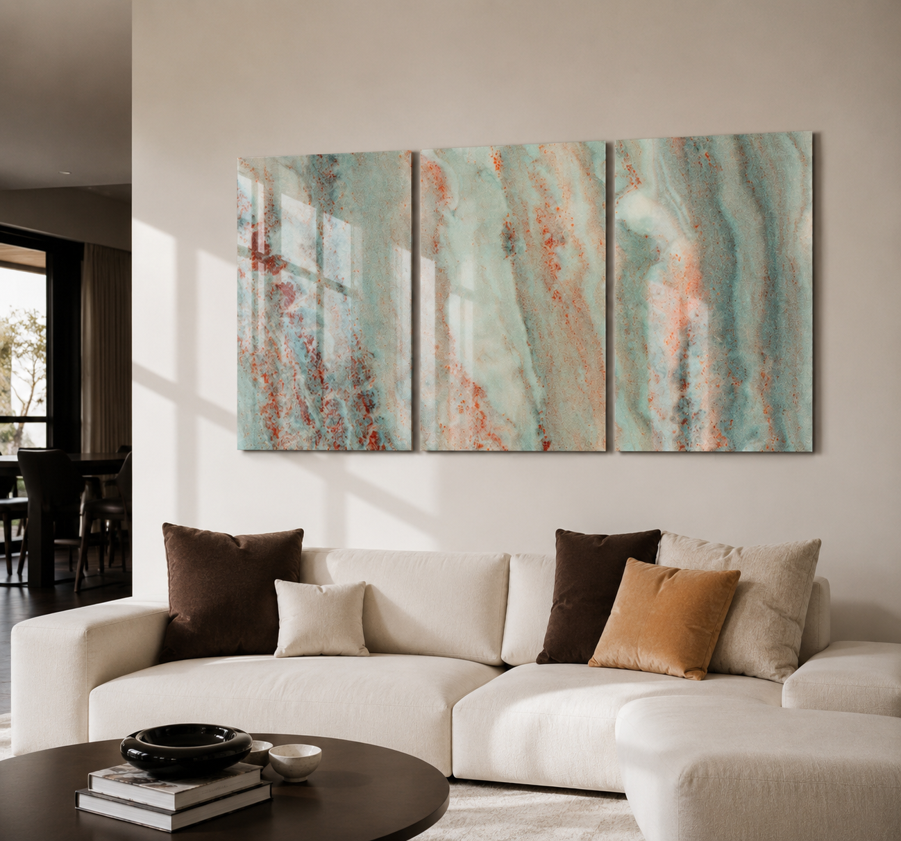 Oxidized Aqua Trio | Glass Wall Art