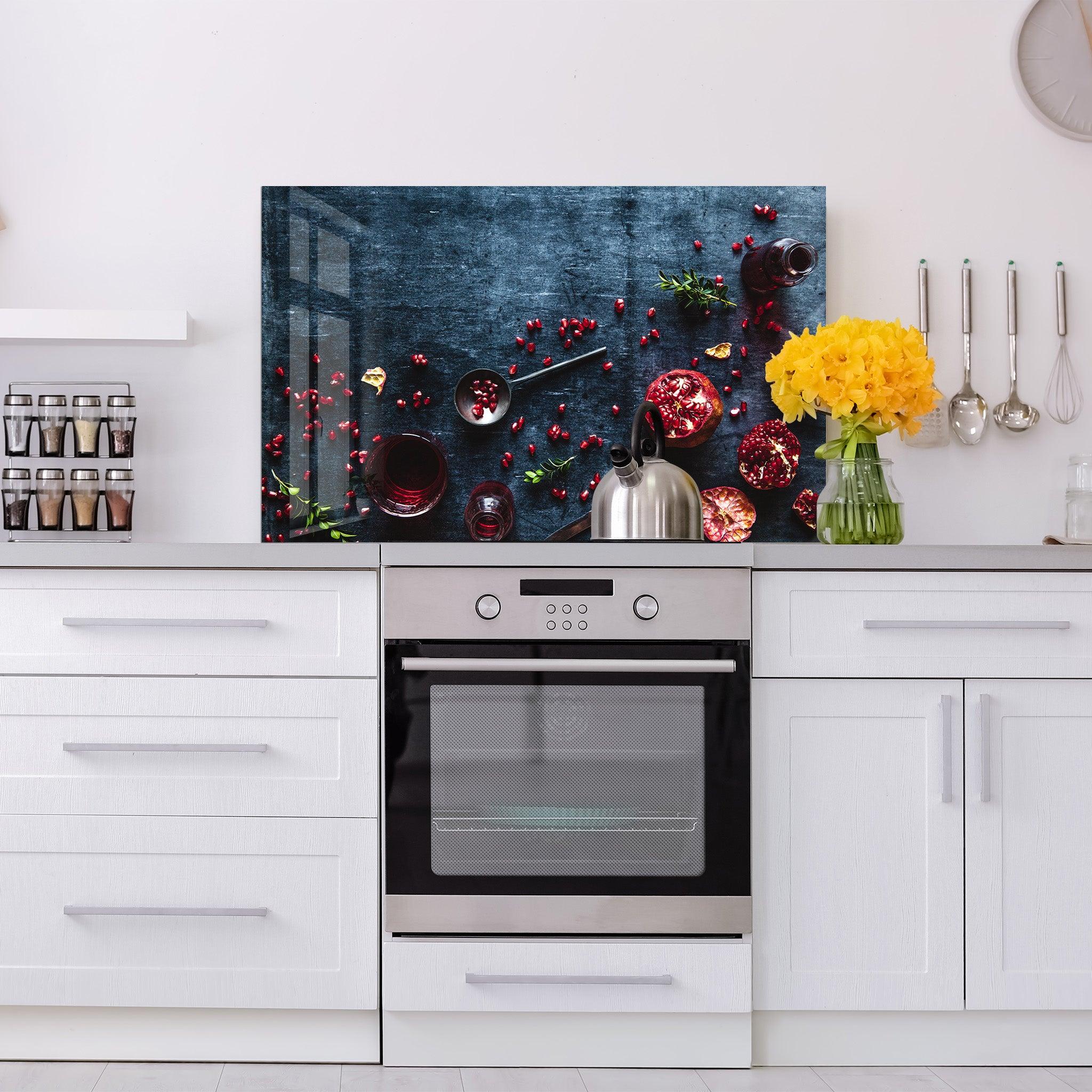 Pomegranates | Glass Printed Backsplash for your Kitchen - ArtDesigna Glass Printing Wall Art