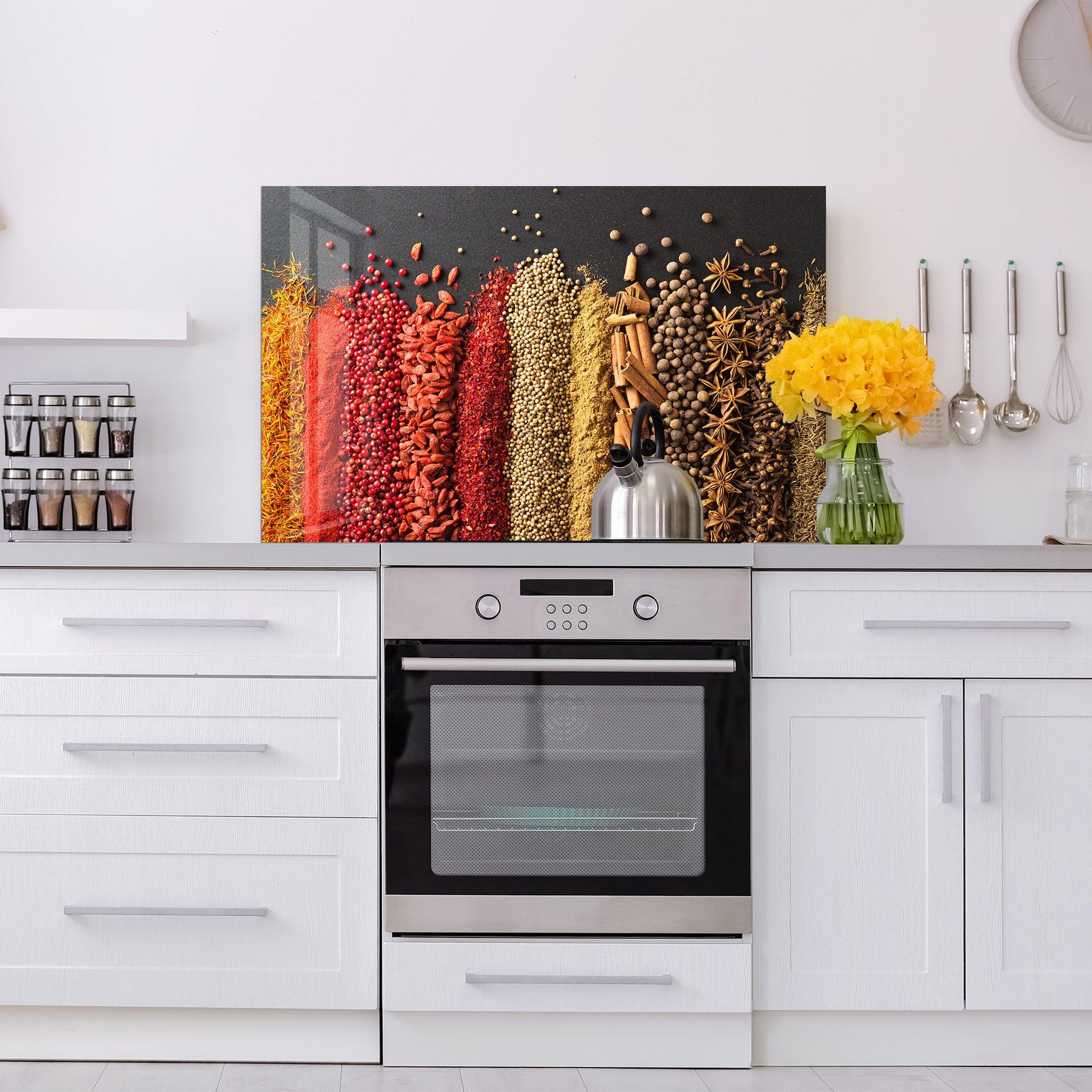 Fresh Spices V2 | Glass Printed Backsplash for your Kitchen - ArtDesigna Glass Printing Wall Art