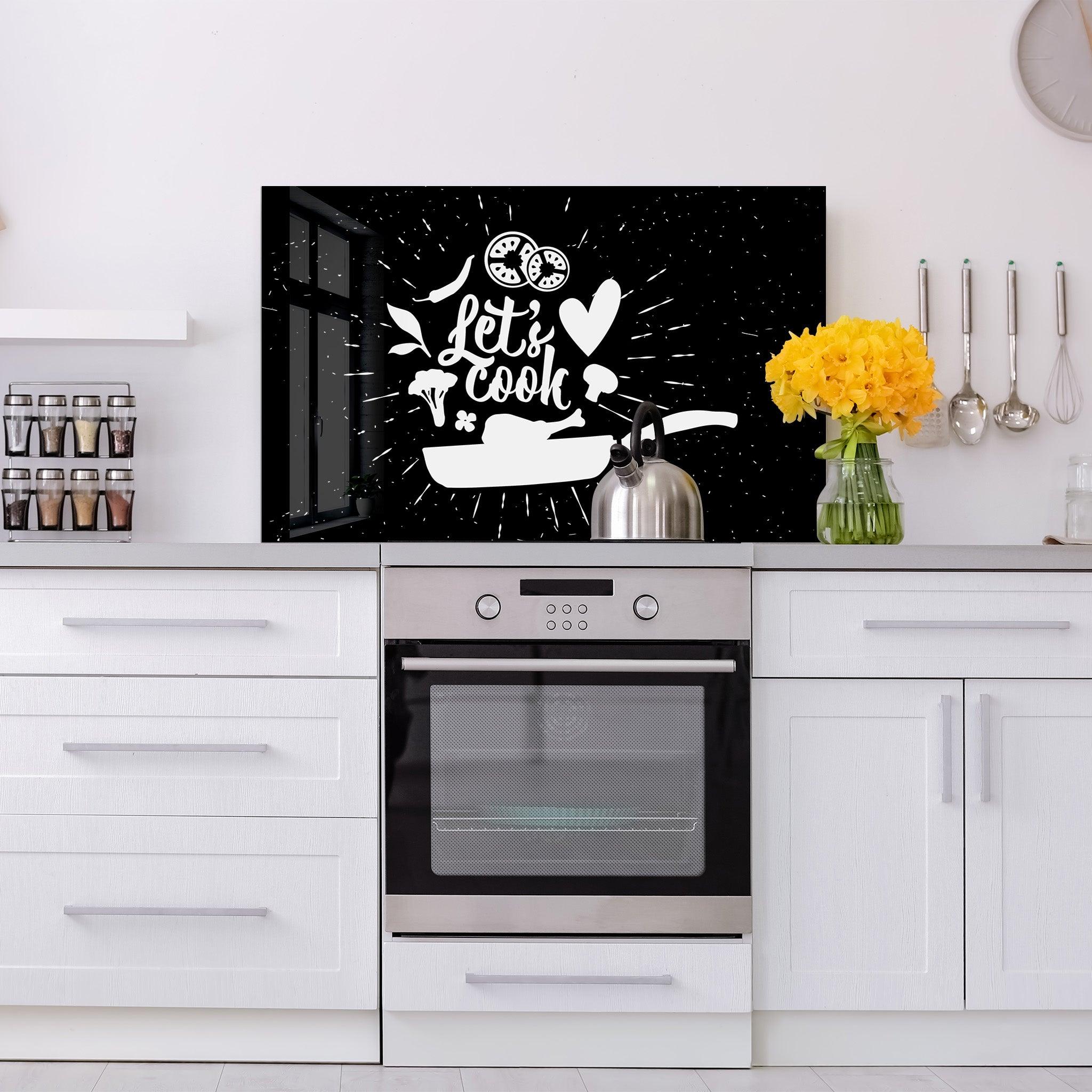 Lets Cook | Glass Printed Backsplash for your Kitchen - ArtDesigna Glass Printing Wall Art