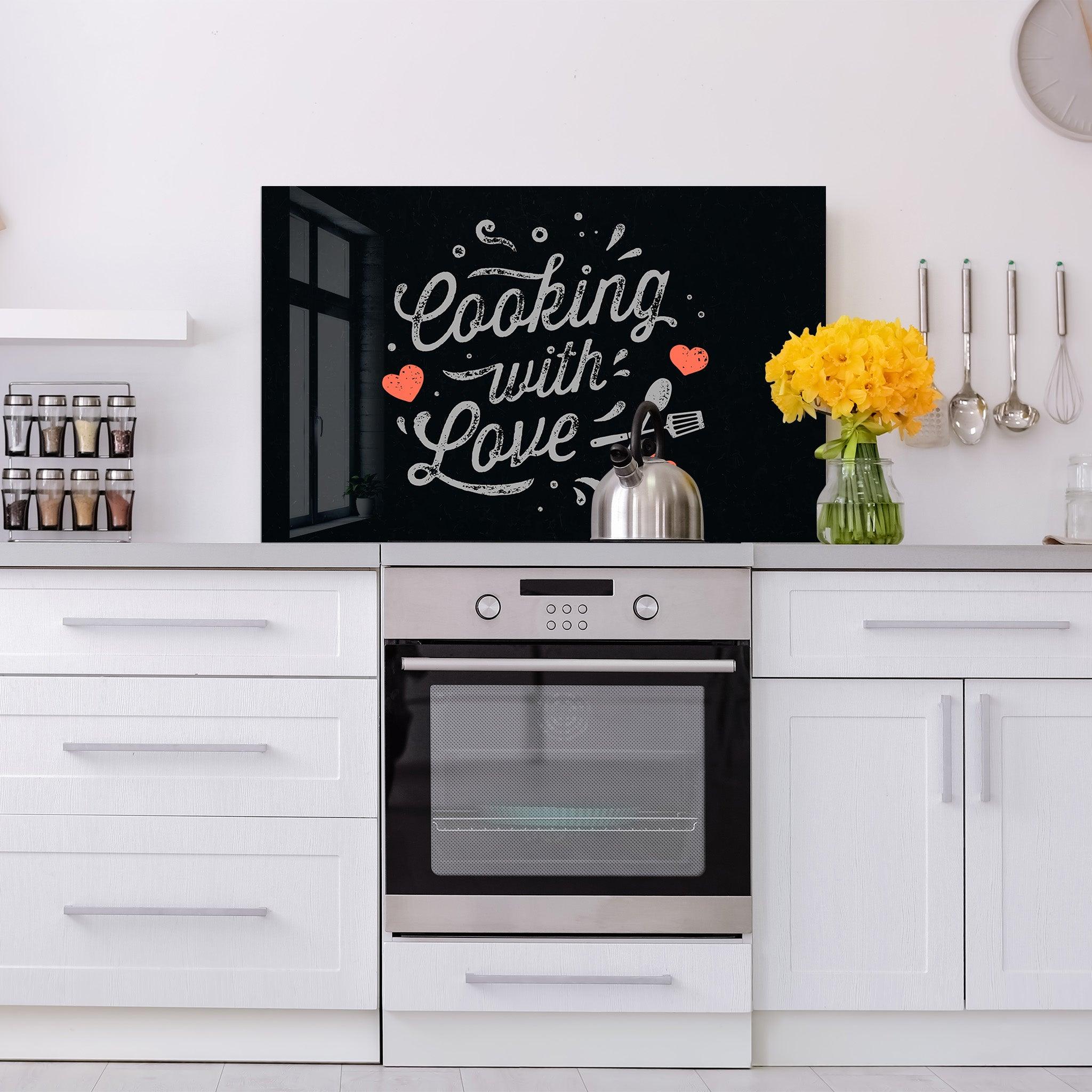 Cooking With Love V2 | Glass Printed Backsplash for your Kitchen - ArtDesigna Glass Printing Wall Art