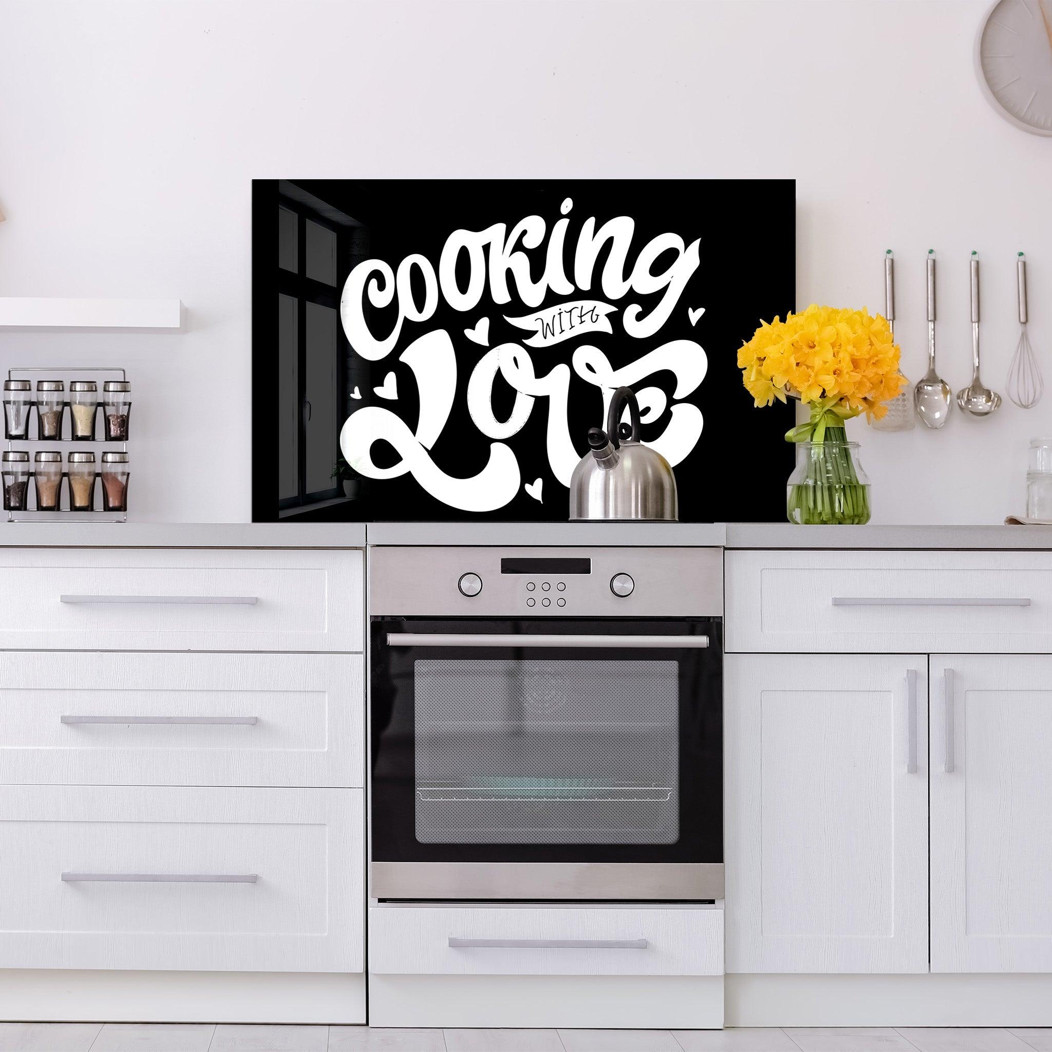 Cooking With Love | Glass Printed Backsplash for your Kitchen - ArtDesigna Glass Printing Wall Art